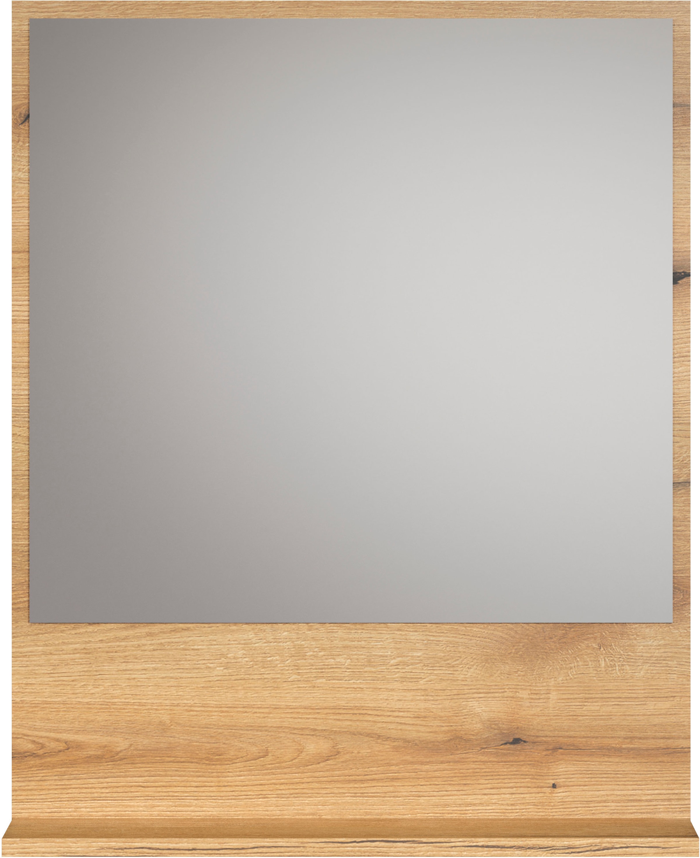 welltime Badspiegel »Amrum«, (1 St.), Eleganter Badezimmerspiegel mit Ablage - Maße (B/T/H) 60-80/14/74 cm