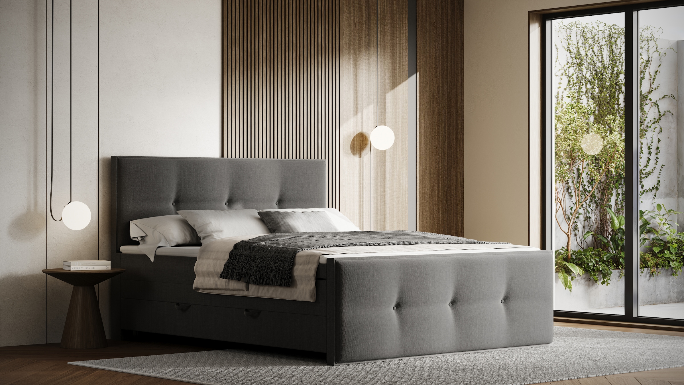 FORTE Boxspringbett »Eve inkl. zwei Bettkästen und Kaltschaum Topper«, und einer 7-Zonen-Tonnentaschen-Federkernmatratze (H3)