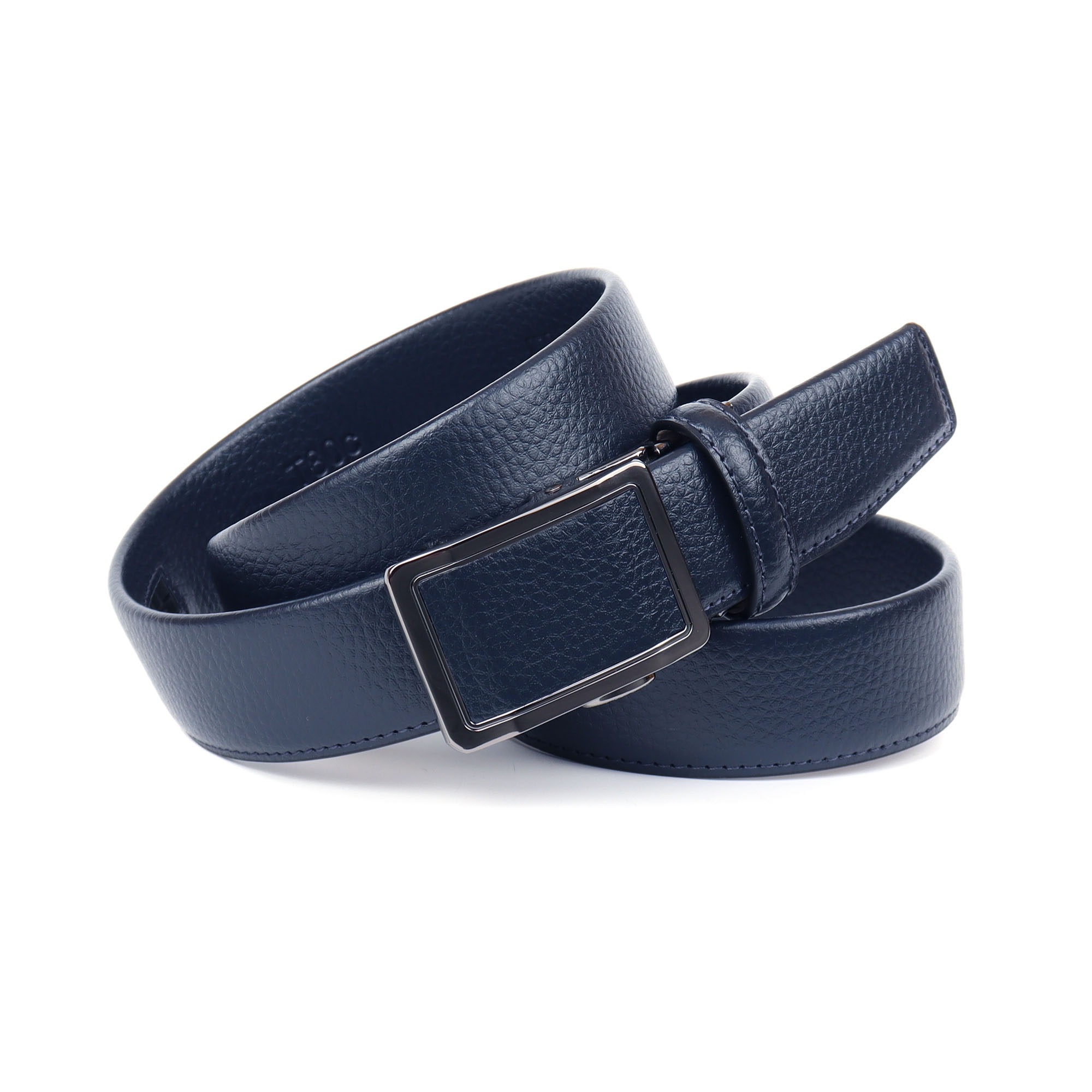 Anthoni Crown Herren Ledergürtel genarbt in blau, Größe 90