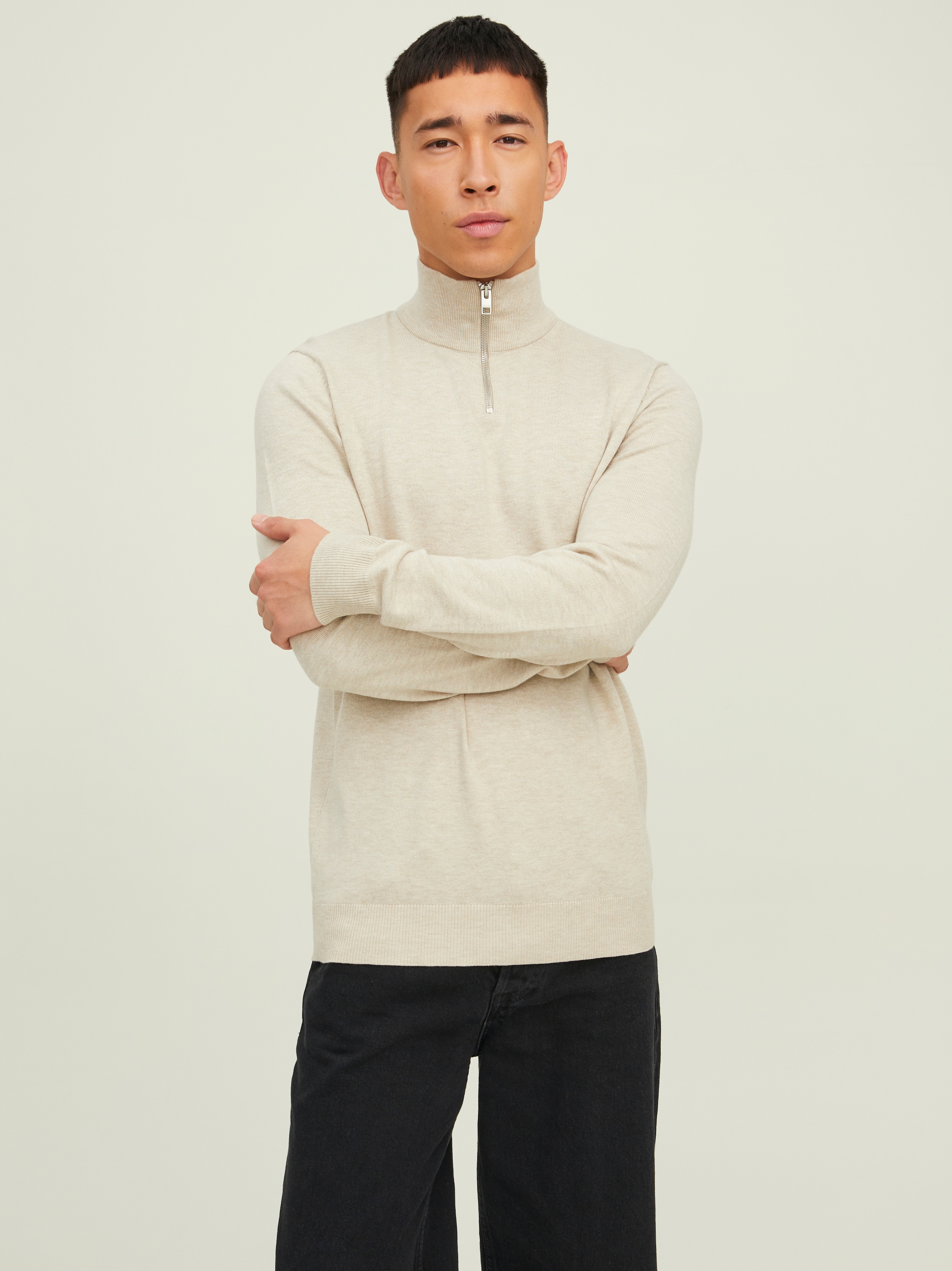 Jack & Jones Strickpullover »EMIL KNIT HALF ZIP« mit kurzem Reißverschluss im Troyer-Look