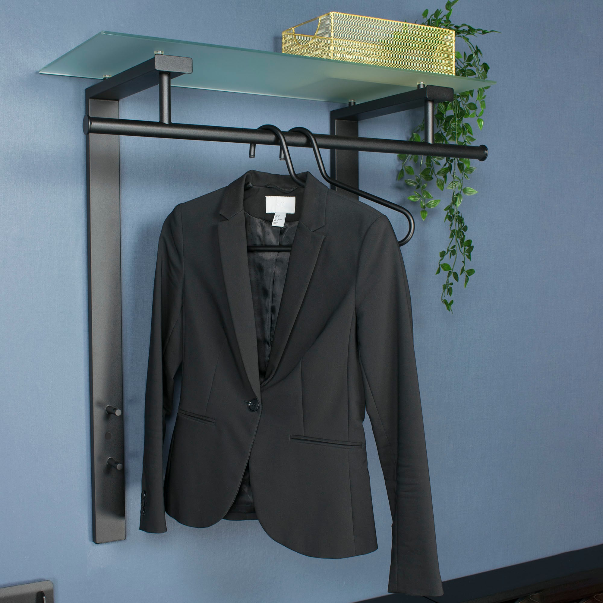 Spinder Design Garderobenleiste »DUTCH«, (1 St.), Moderne Wandgarderobe aus Stahl und Glas