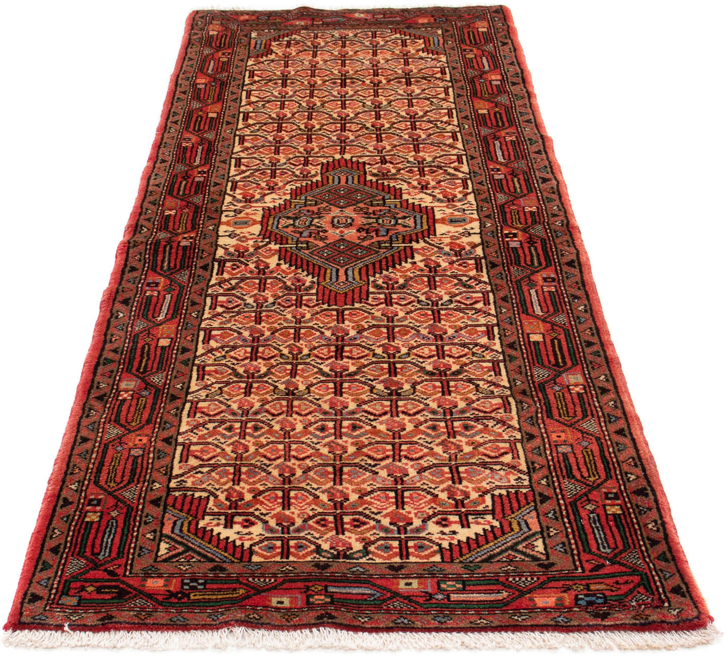 morgenland Orientteppich »Perser - Nomadic - 212 x 83 cm - beige«, rechteckig, 10 mm Höhe, Wohnzimmer, Handgeknüpft, Einzelstück mit Zertifikat