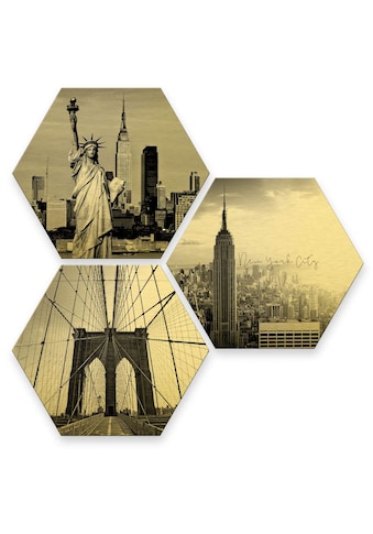 Wall-Art Mehrteilige Bilder »Goldeffekt New York Stadt Set«, (Set, 3 St.) kaufen