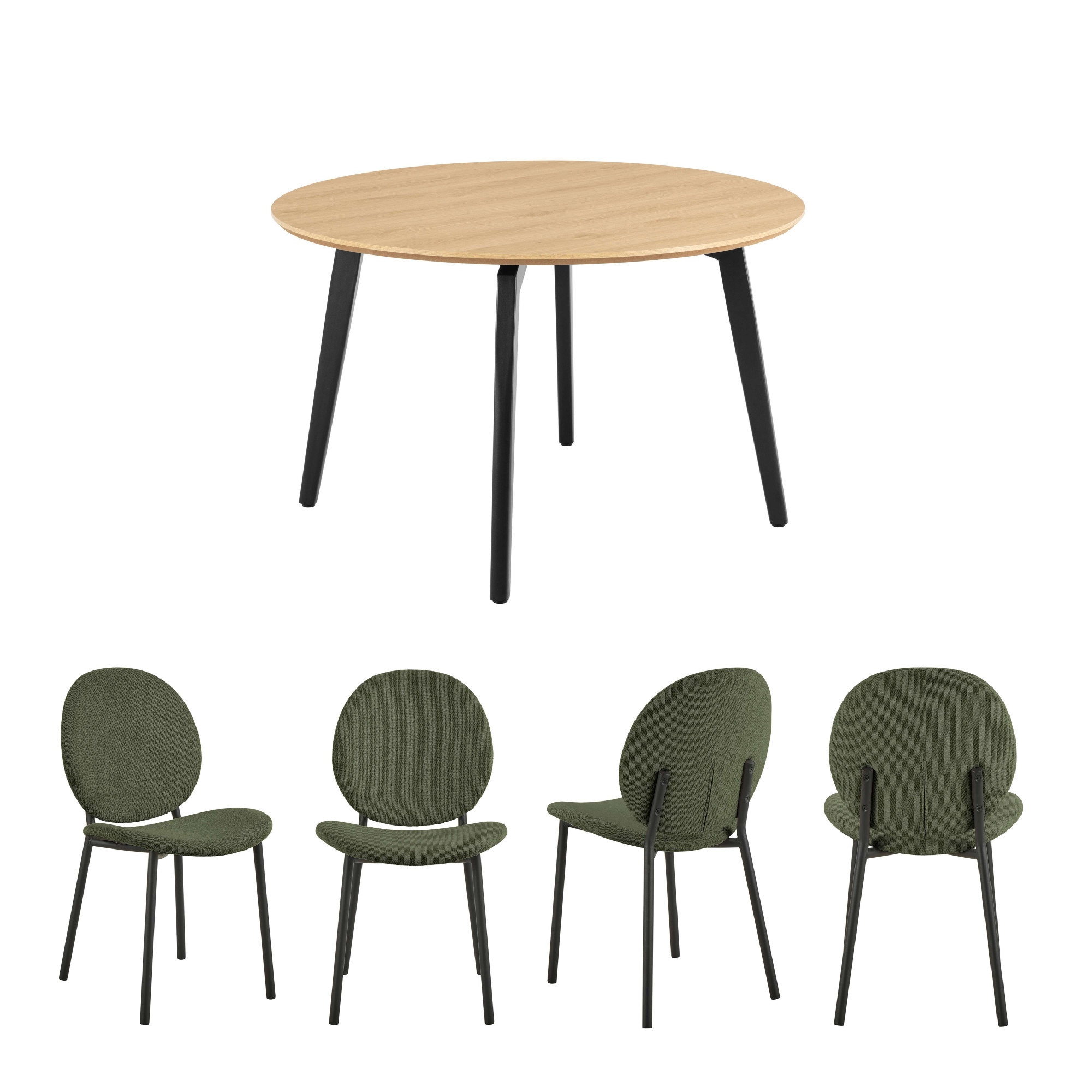 ACTONA GROUP Esszimmer-Set »Essgruppe, Speisetisch mit Wohnzimmerstühlen«, (Set, 5 St., 1x Tisch + 4x Stühle), 1x Tisch + 4x Stühle
