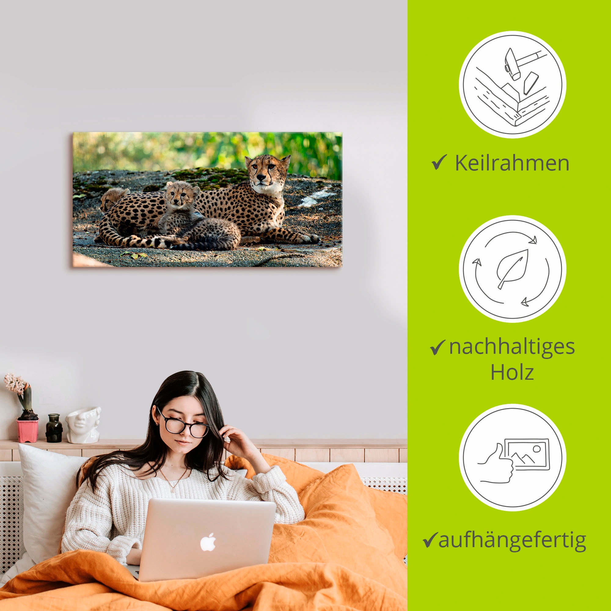 Artland Wandbild »Gepard 2«, Wildtiere, (1 St.), als Leinwandbild, Poster, Wandaufkleber in verschied. Größen