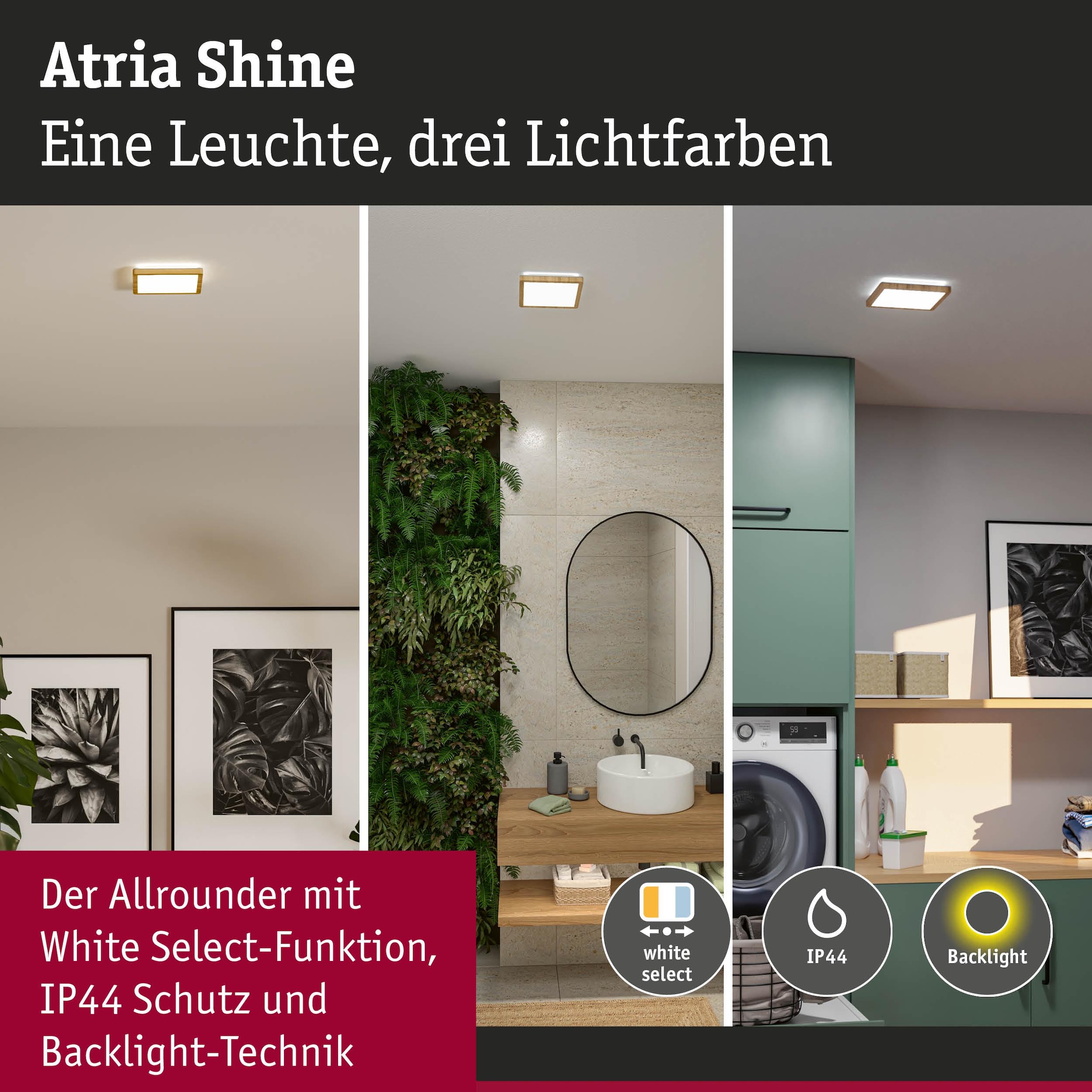 Paulmann LED Panel »Atria Shine IP44 eckig 190x190mm 8W 1160lm 3000 - 6500K« LED-Modul 1 Stk. Tageslichtweiß Farbwechsler