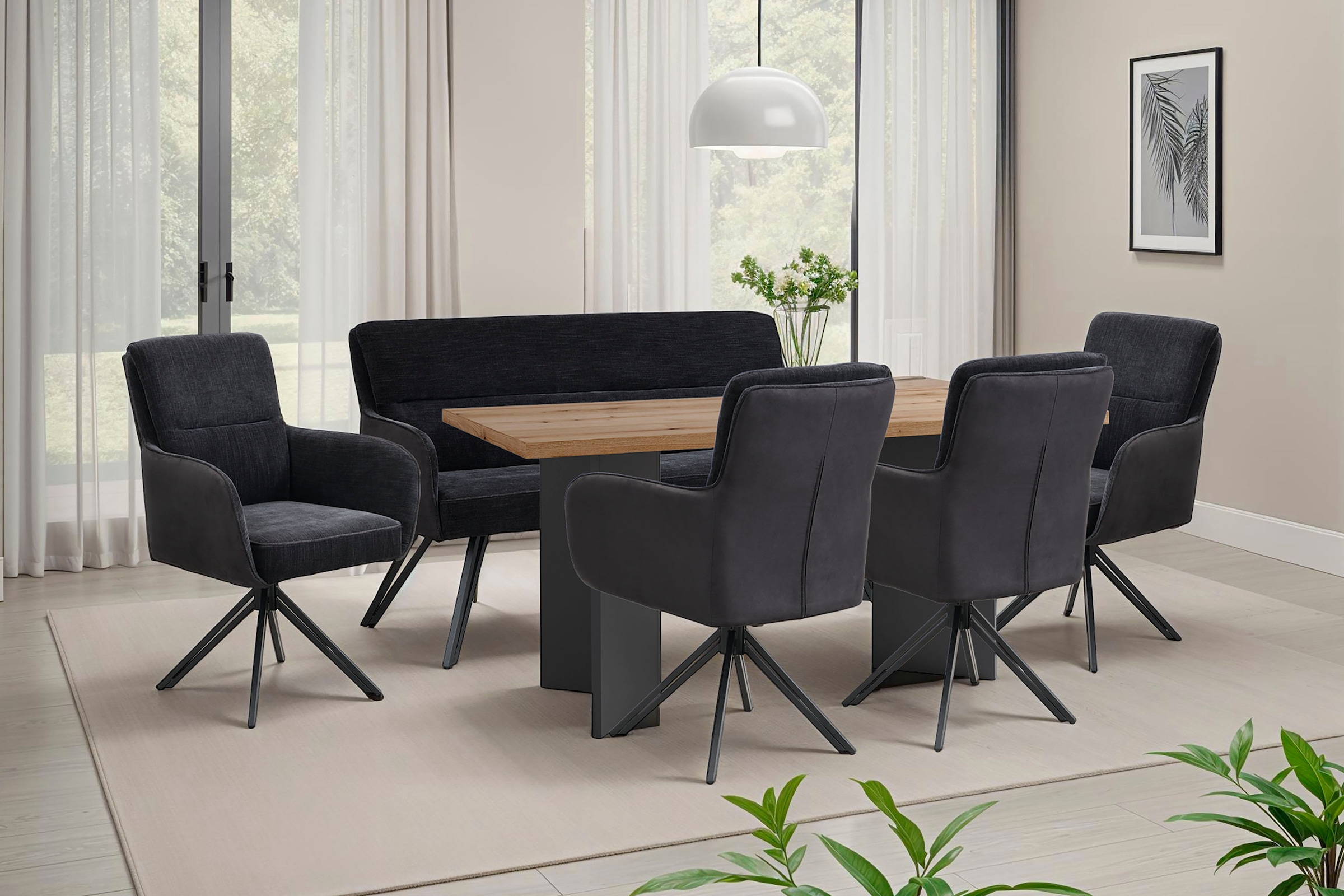 byLIVING Esszimmerstuhl »Tino« (Set) 2 Stk. Microfaser | Webstoff 360 Grad drehbar mit Federkernpolsterung, hochwertige Polsterbezüge