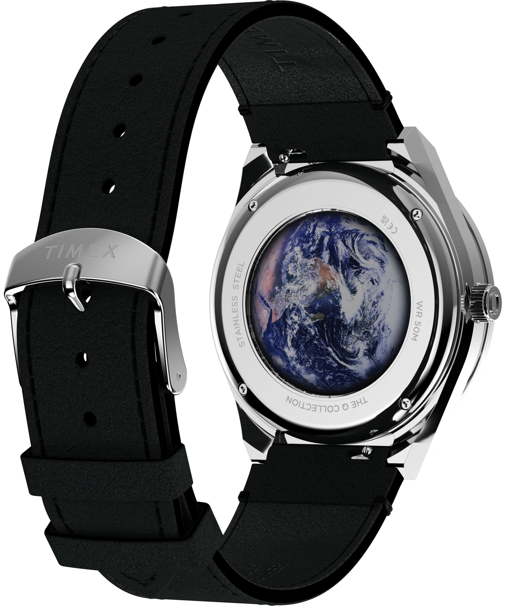Timex Quarzuhr »Q Timex Vintage Inspired NASA« Armbanduhr, Herrenuhr, Lederarmband, analog, Wochentag, Tag, Mondphase