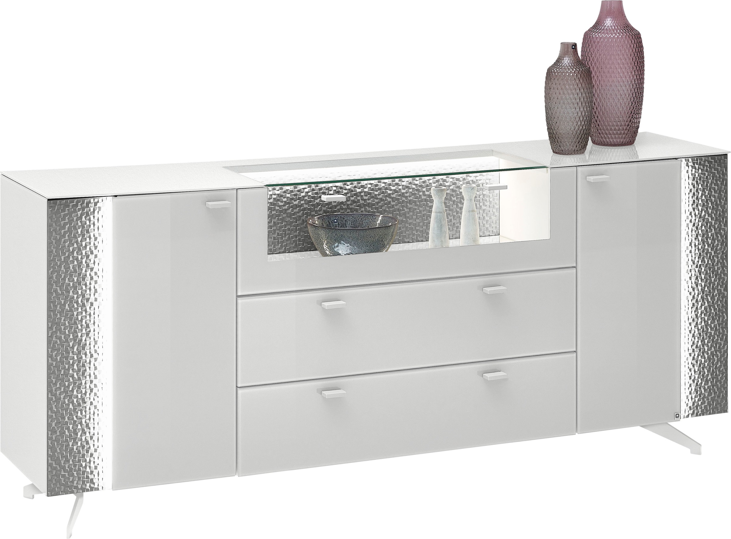 LEONARDO Sideboard »AUREA«, mit Pailletten-Akzent, wahlweise mit Beleuchtung