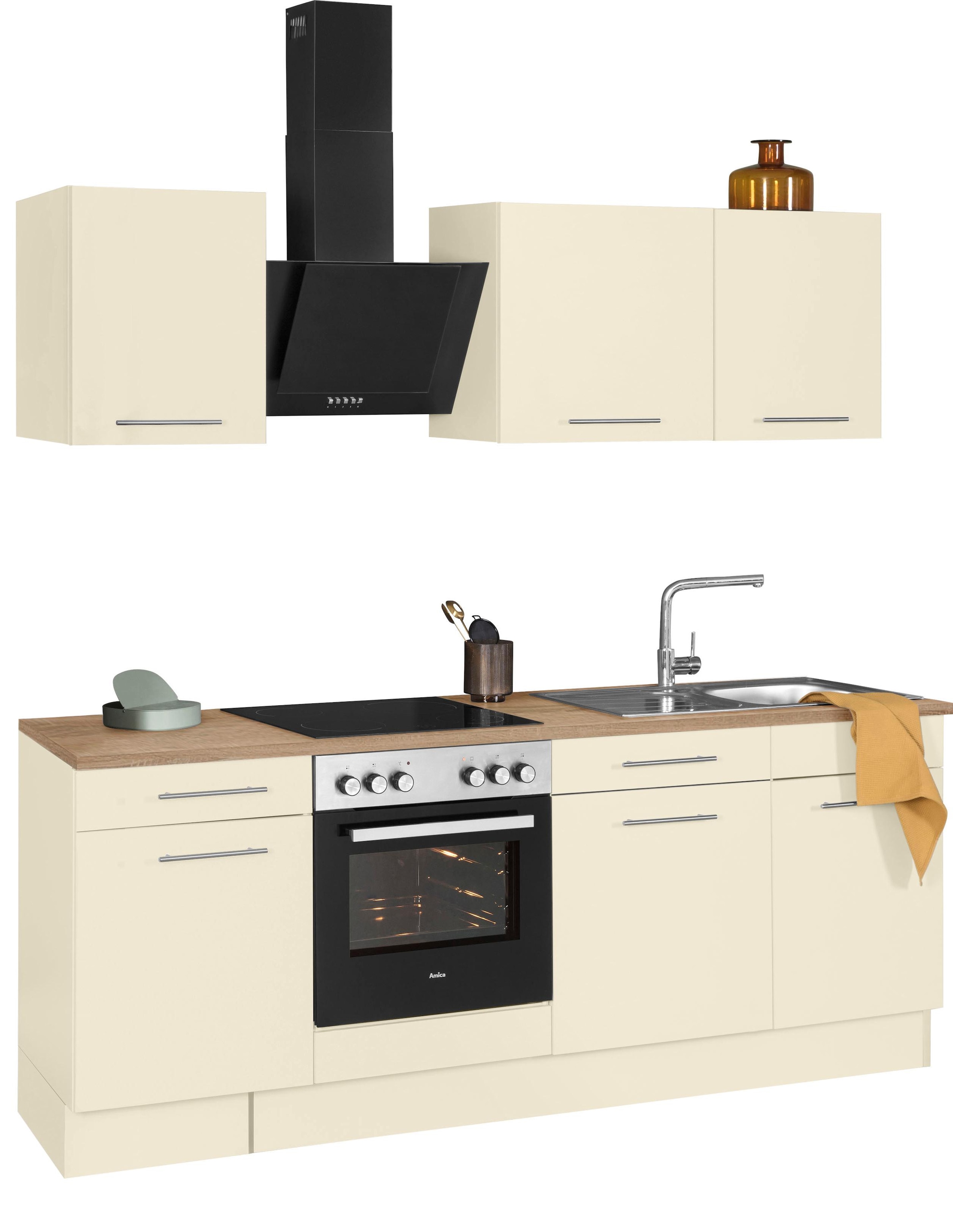 wiho Küchen Küchenzeile »Ela, Breite 220 cm« Soft-Close-Funktion, höhenverstellbare Füße, mit E-Geräten