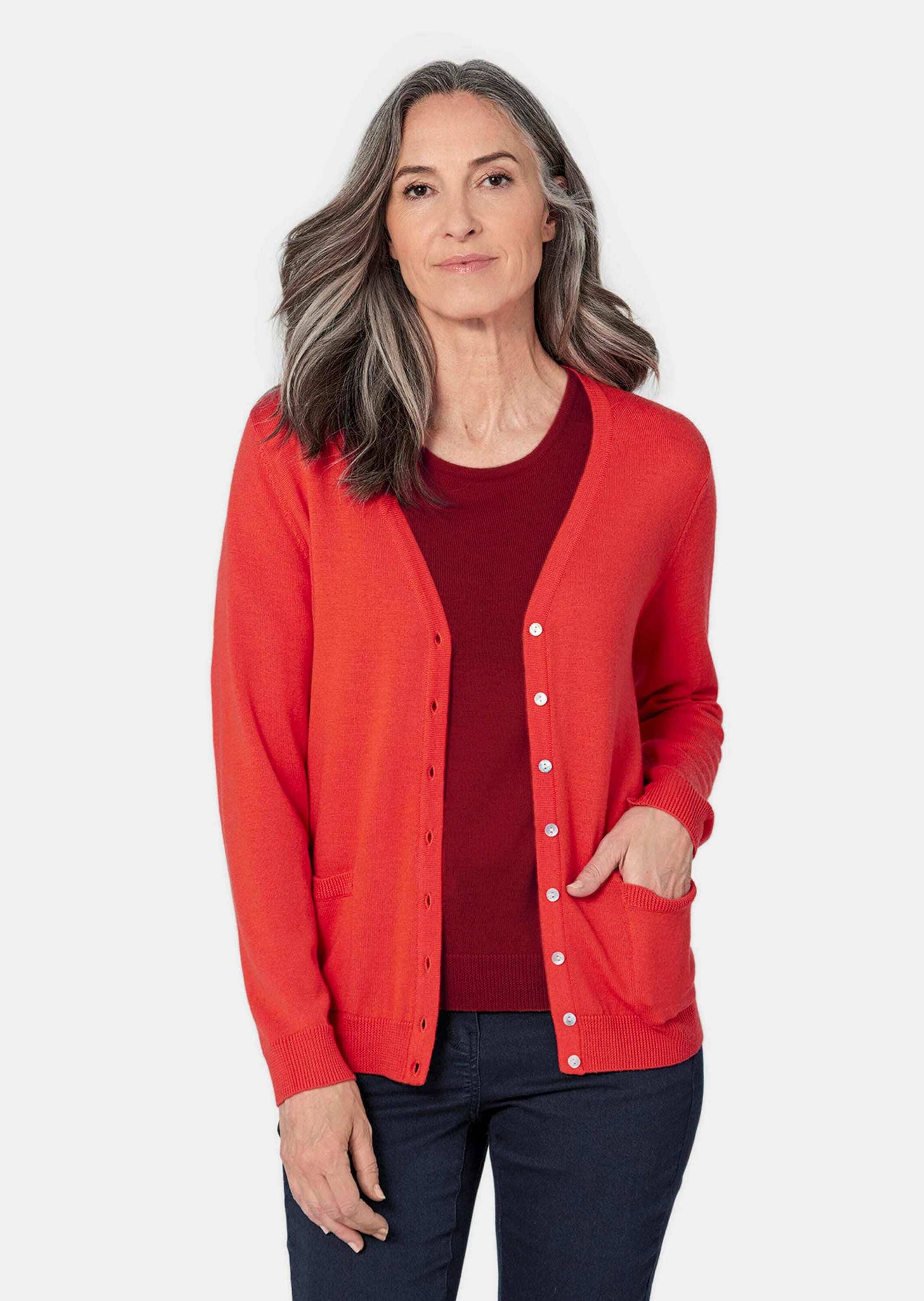 GOLDNER Strickjacke »Uni Merino-Cardigan Langarm« Reine Merinowolle