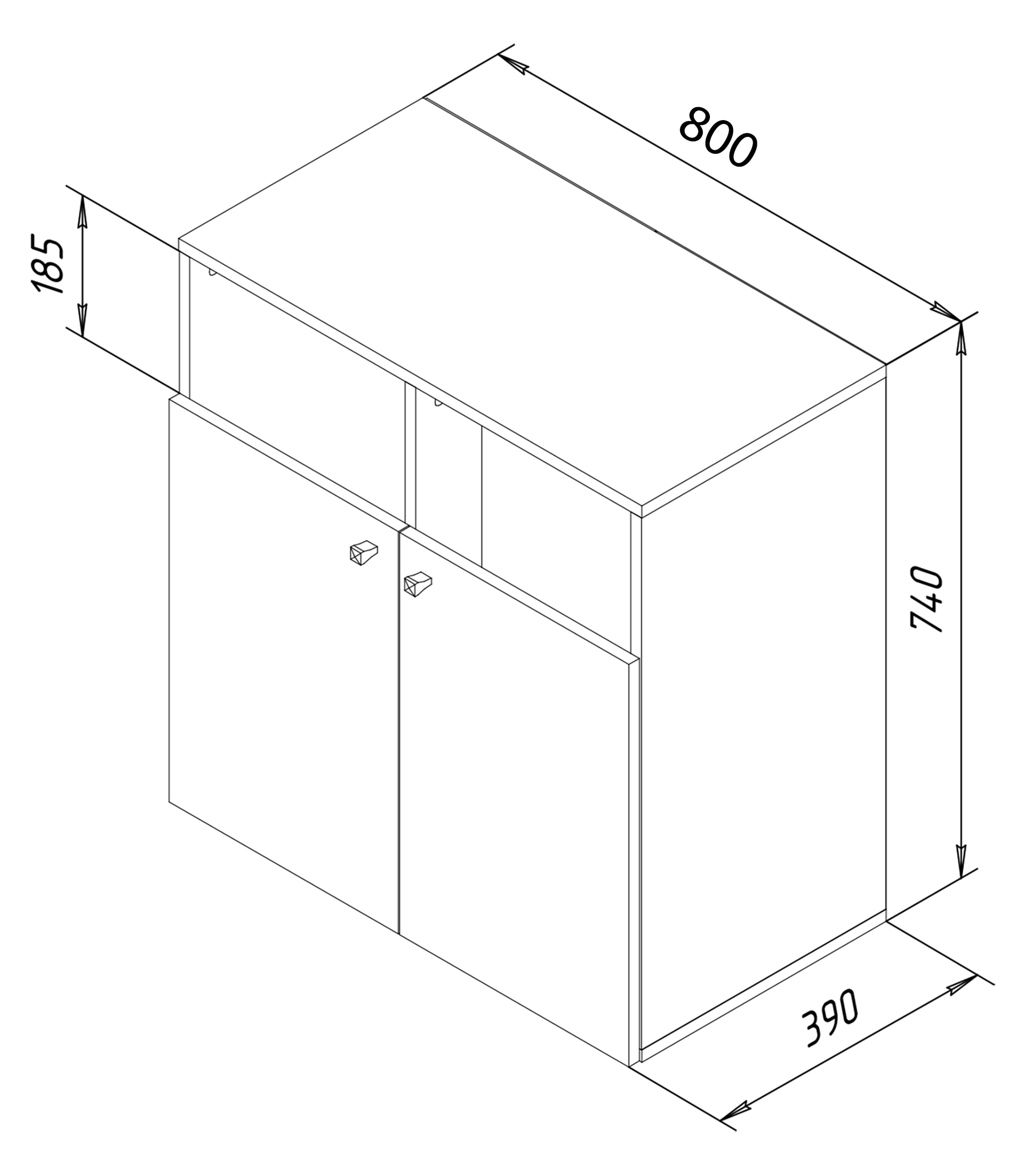 VCM Hochschrank »VCM Holz Wäscheschrank | Wäschetruhe | Wäschekorb | Maße ca. H. 74 x B. 80 x T. 39 cm - Dreso L 2f«, (1 St.)
