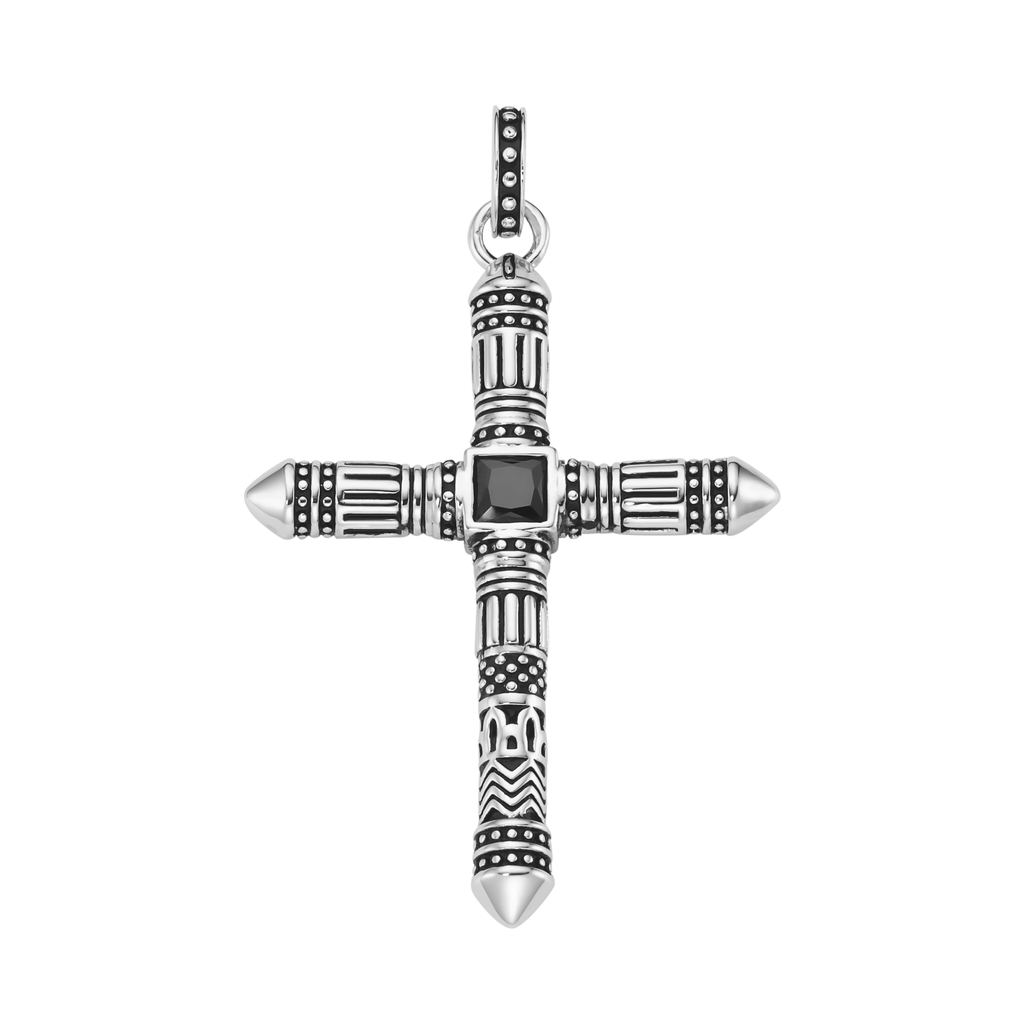 GIORGIO MARTELLO MILANO Kreuzanhänger »Anhänger Kreuz mit schwarzen Zirkonia, Silber 925« ()