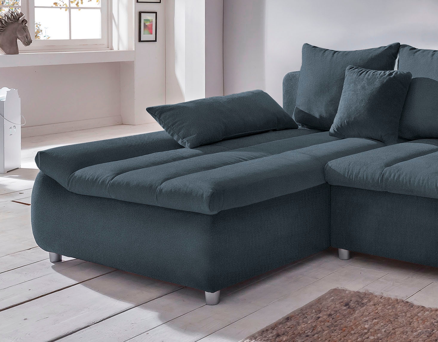 INOSIGN Ecksofa »Imola elegant und bequem, aktuelle Steppung im Sitz, L-Form«, wahlweise mit Bettfunktion
