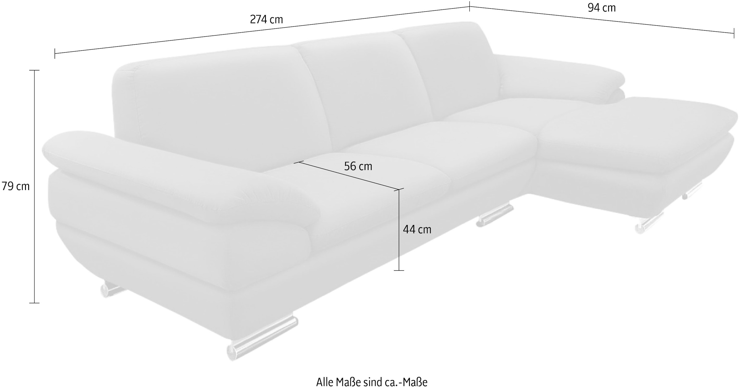 CALIA ITALIA Ecksofa »Glamour, italienisches Designsofa, tollem Sitzkomfort zum Entspannen«, mit tollem Lederbezug und Designfuß, L-Form