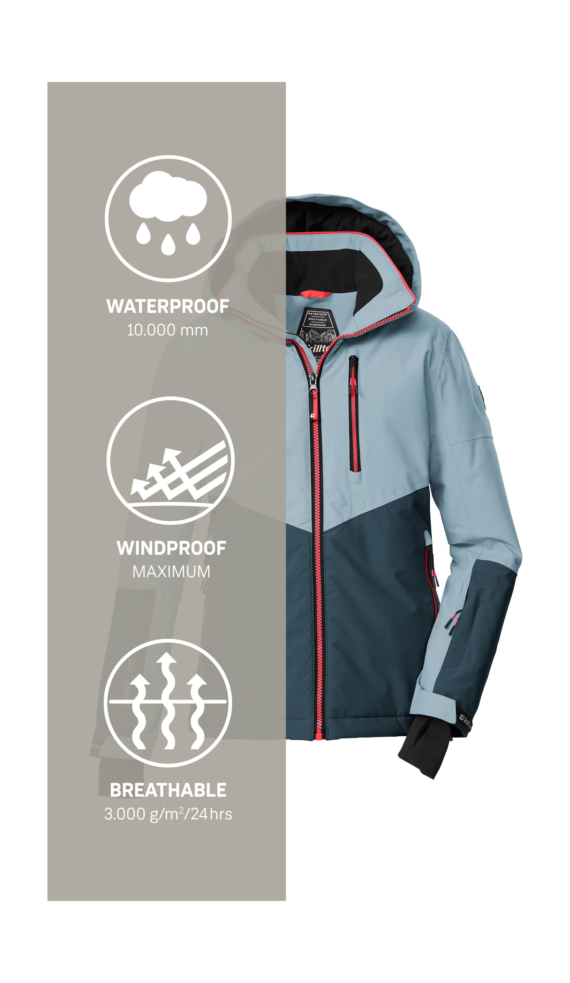 Killtec Skijacke »KSW 207 GRLS SKI JCKT«, Wasserdichte, atmungsaktive Kinderjacke mit reflektierenden Details