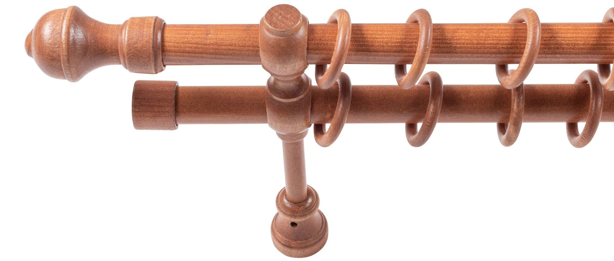 SN DECO GROUP Gardinenstange »Ares«, 2 läufig-läufig, Fixmaß, 28 mm, Holz, verschiedene Längen und Farben, Komplettset