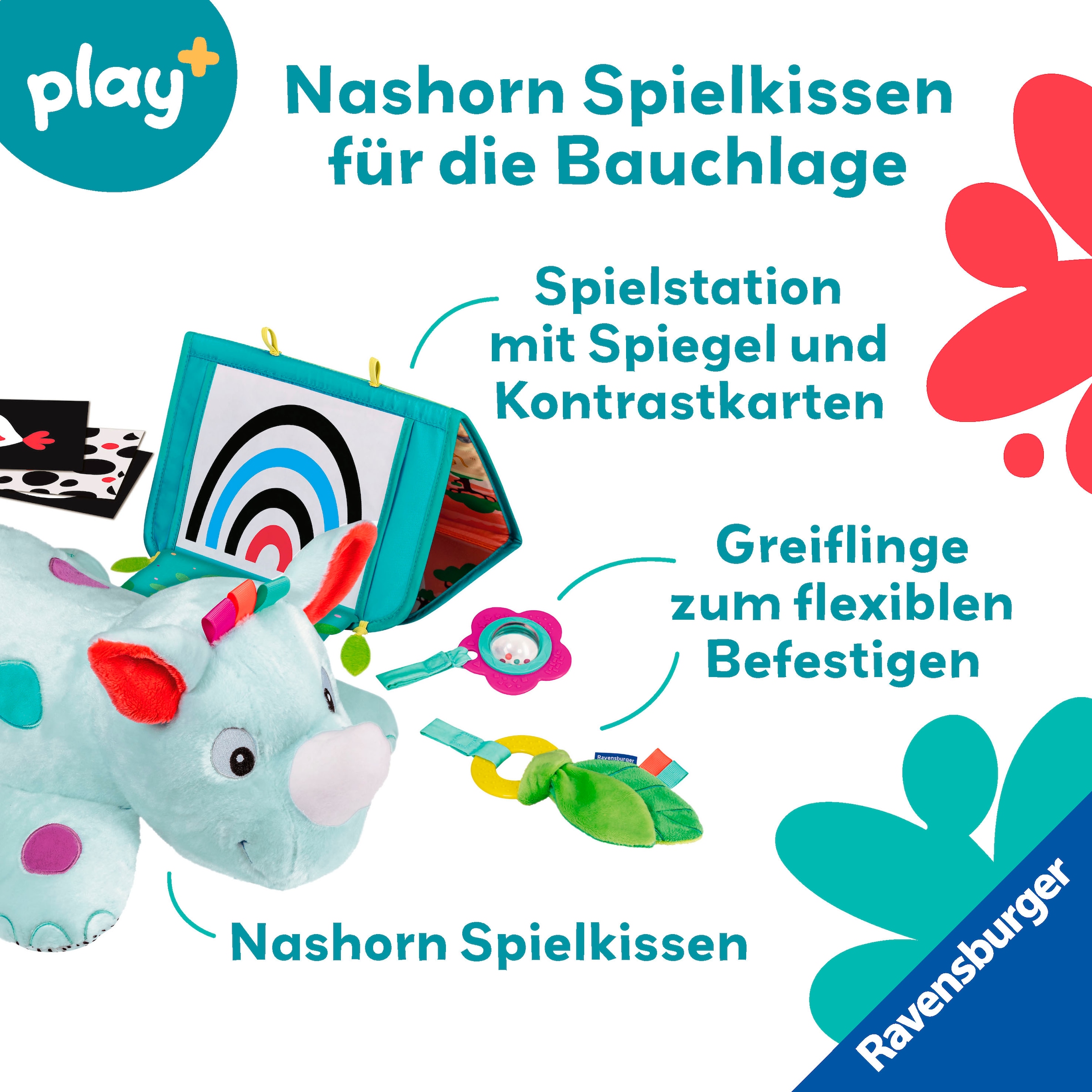 Ravensburger Greifspielzeug »Play+ Nashorn Spielkissen (für die Bauchlage)«, FSC® - schützt Wald - weltweit