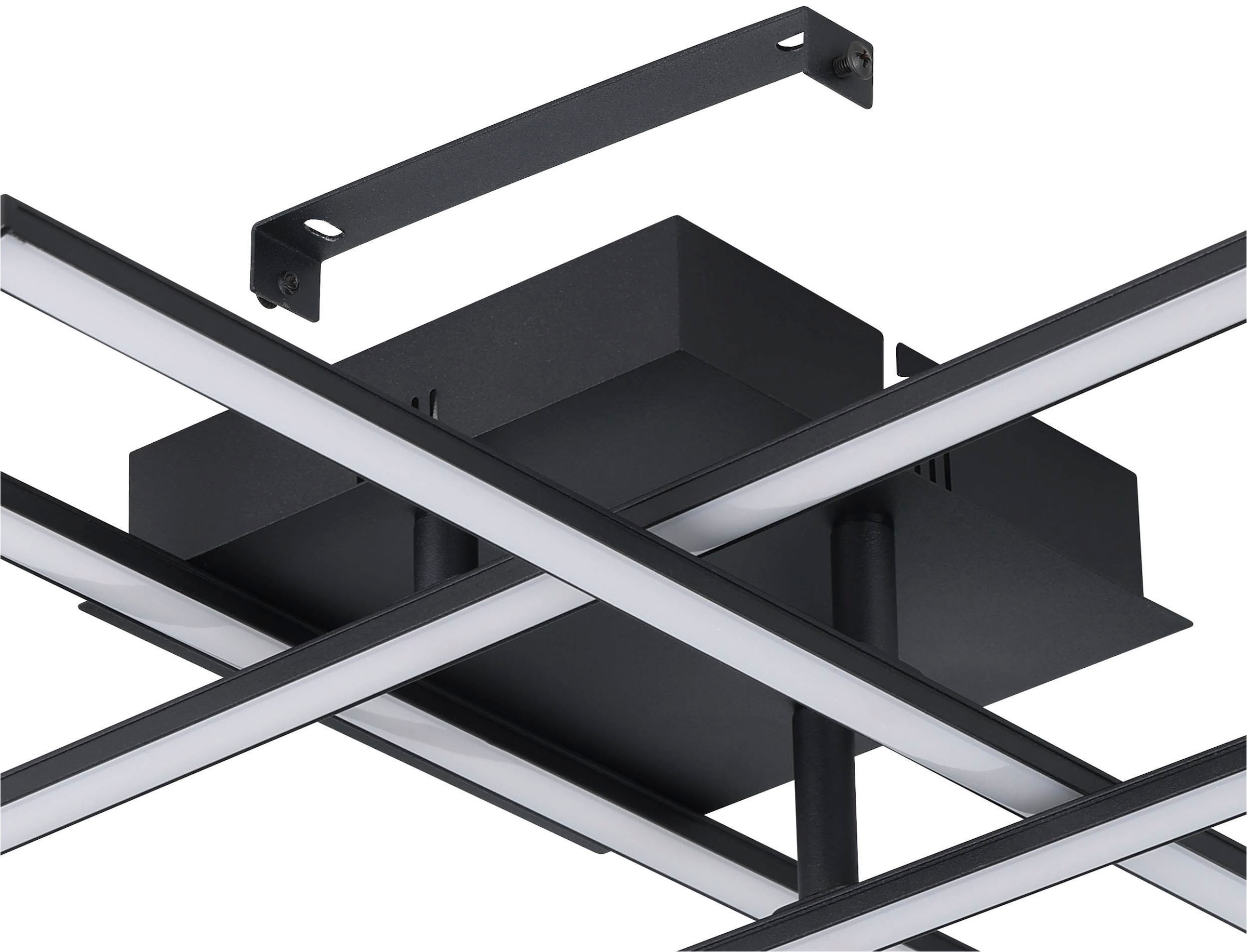 EGLO Deckenleuchte »Lasana 3 Deckenleuchte, Wohnzimmerlampe, Stahl und Kunststoff, Lampe« LED-Modul 1 Stk. Warmweiß Wandlampe, Deckenlampe Schwarz, Weiß, Wohnzimmerlampe, L x B 50 cm