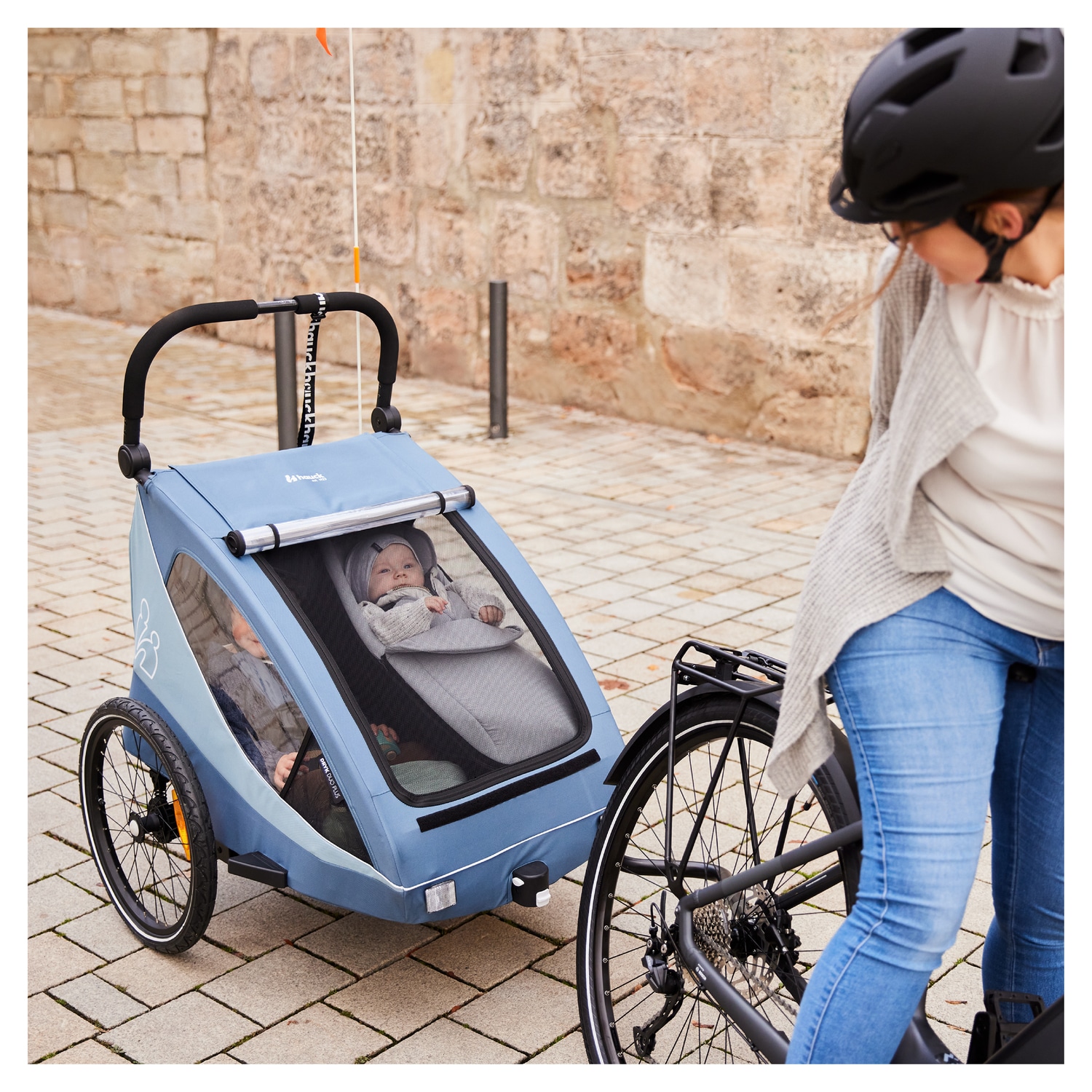 Hauck Fahrradkinderanhänger »2in1 Bike Trailer und Buggy Dryk Duo Plus, black«, für 2 Kinder; inklusive Deichsel