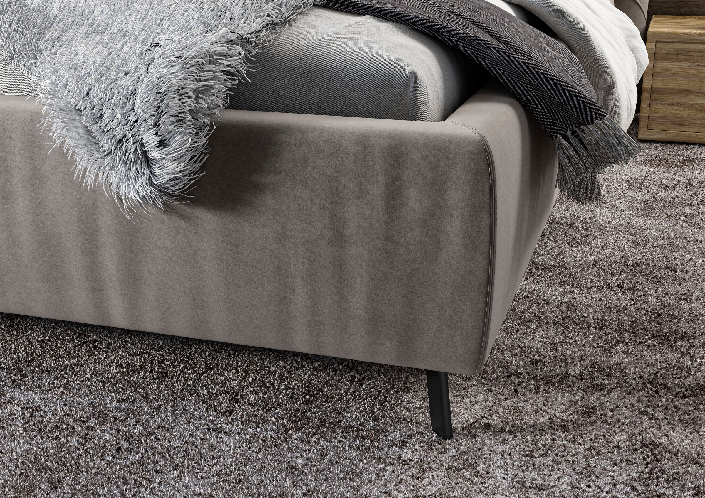 Leonique Polsterbett »Elloree, in 4 Breiten bis 200cm, auch in Leder« Kopfteilhöhe 105 cm, belastbar bis 280 kg, auch in Überlänge 220cm