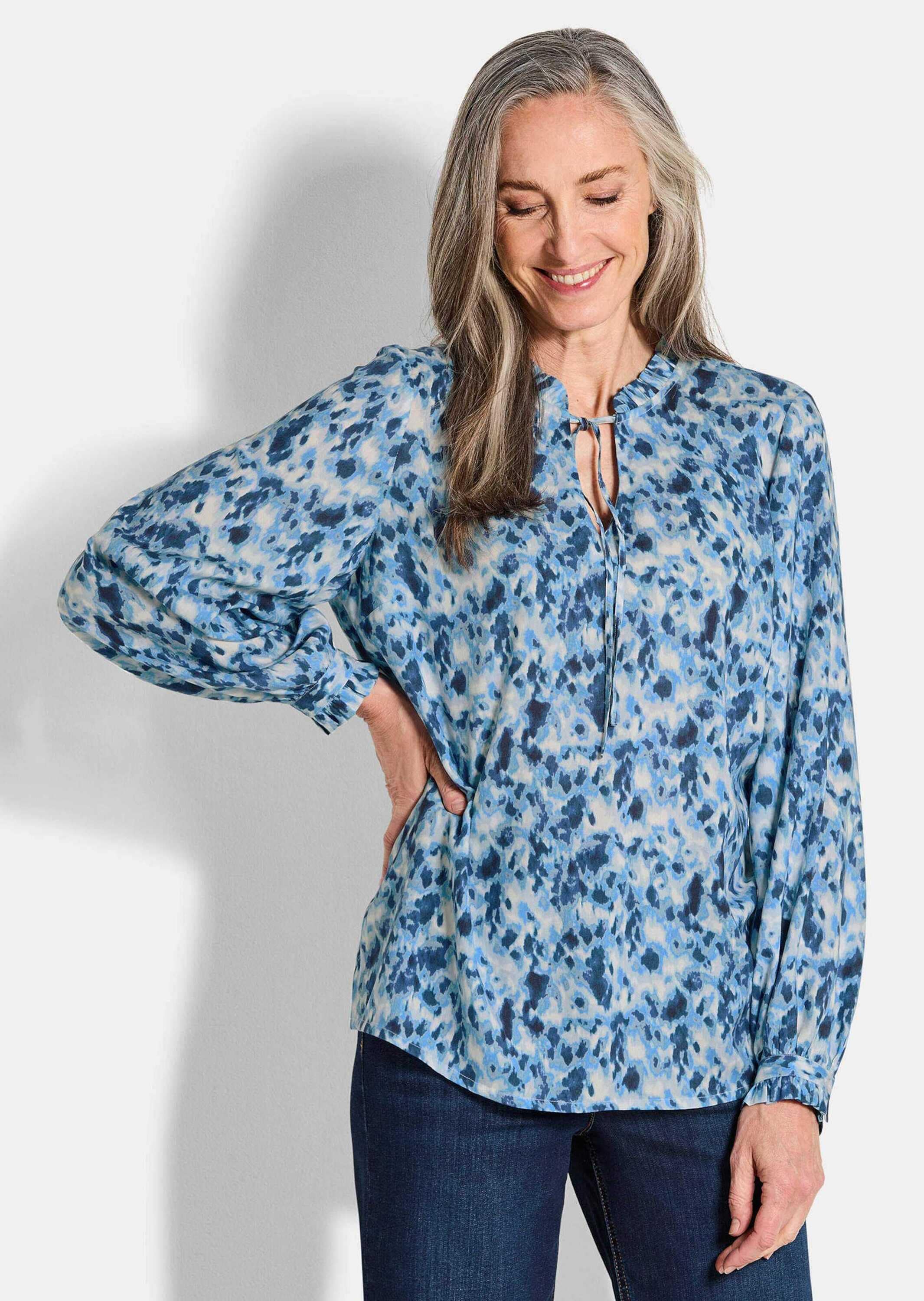 GOLDNER Schlupfbluse »Kurzgröße Viskose-Bluse mit Rüschen«