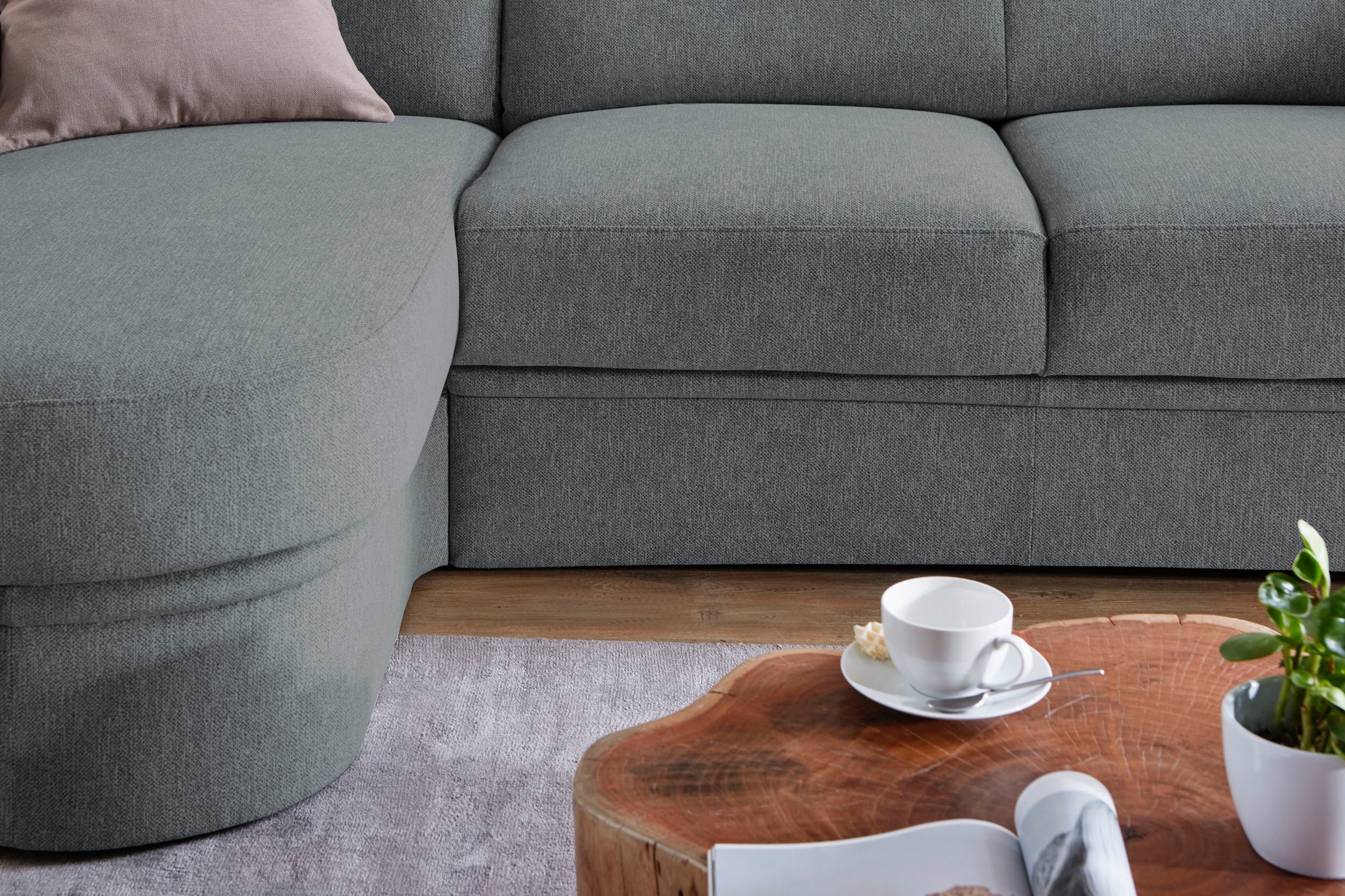 VILLA BECK Ecksofa »Varese L-Form«, (2 St.), Kopfteilverstellung, wahlweise mit Sitzvorzug, in Sitzhöhe 46 cm