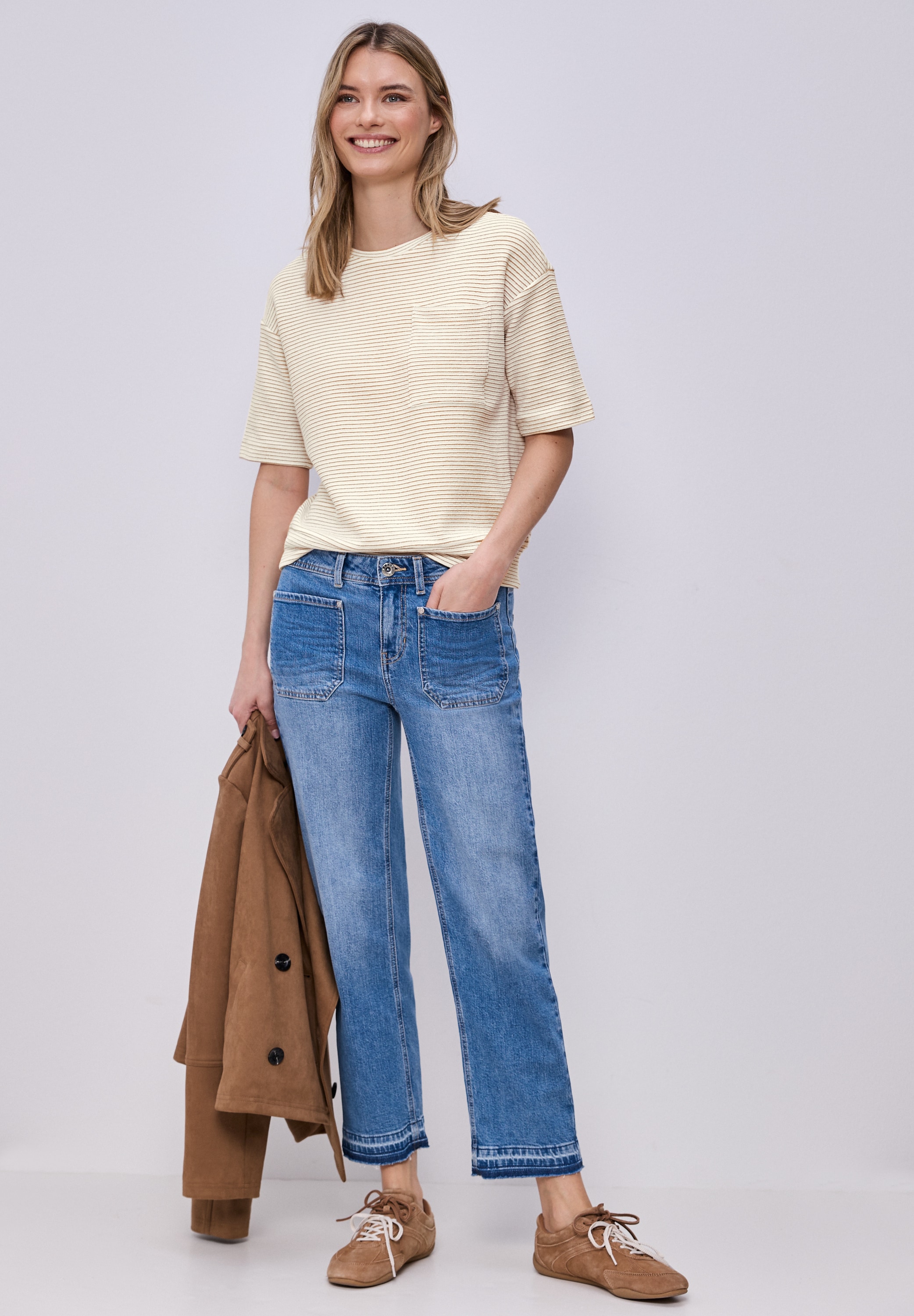 STREET ONE Kurzarmshirt mit Struktur Muster