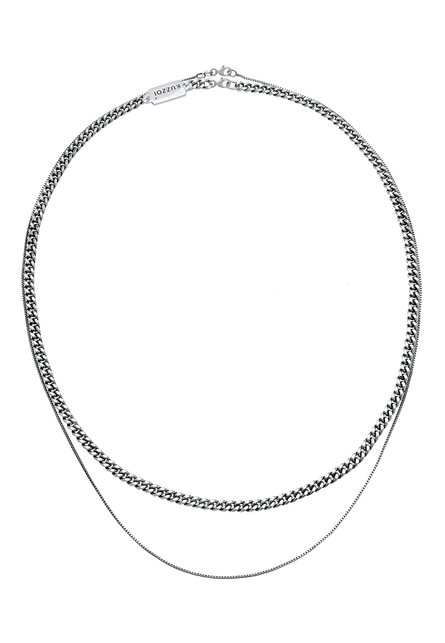 Kuzzoi Silberkette »Halskette Herren Ketten Panzer Venezia (2 tlg.) 925 Silber«