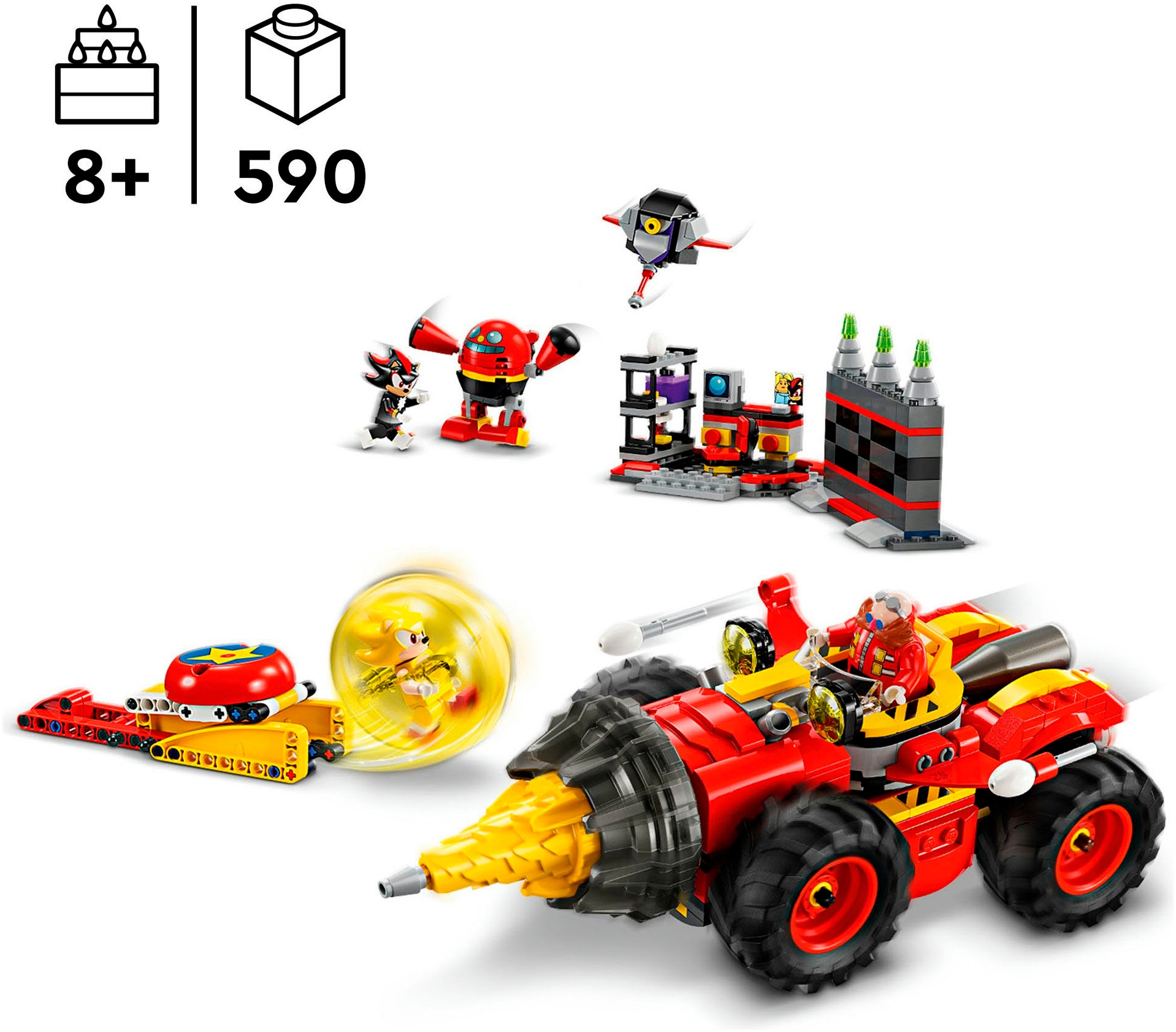 LEGO® Konstruktionsspielsteine »Super Sonic vs. Egg Drillster (76999), LEGO Sonic«, (590 St.), Made in Europe