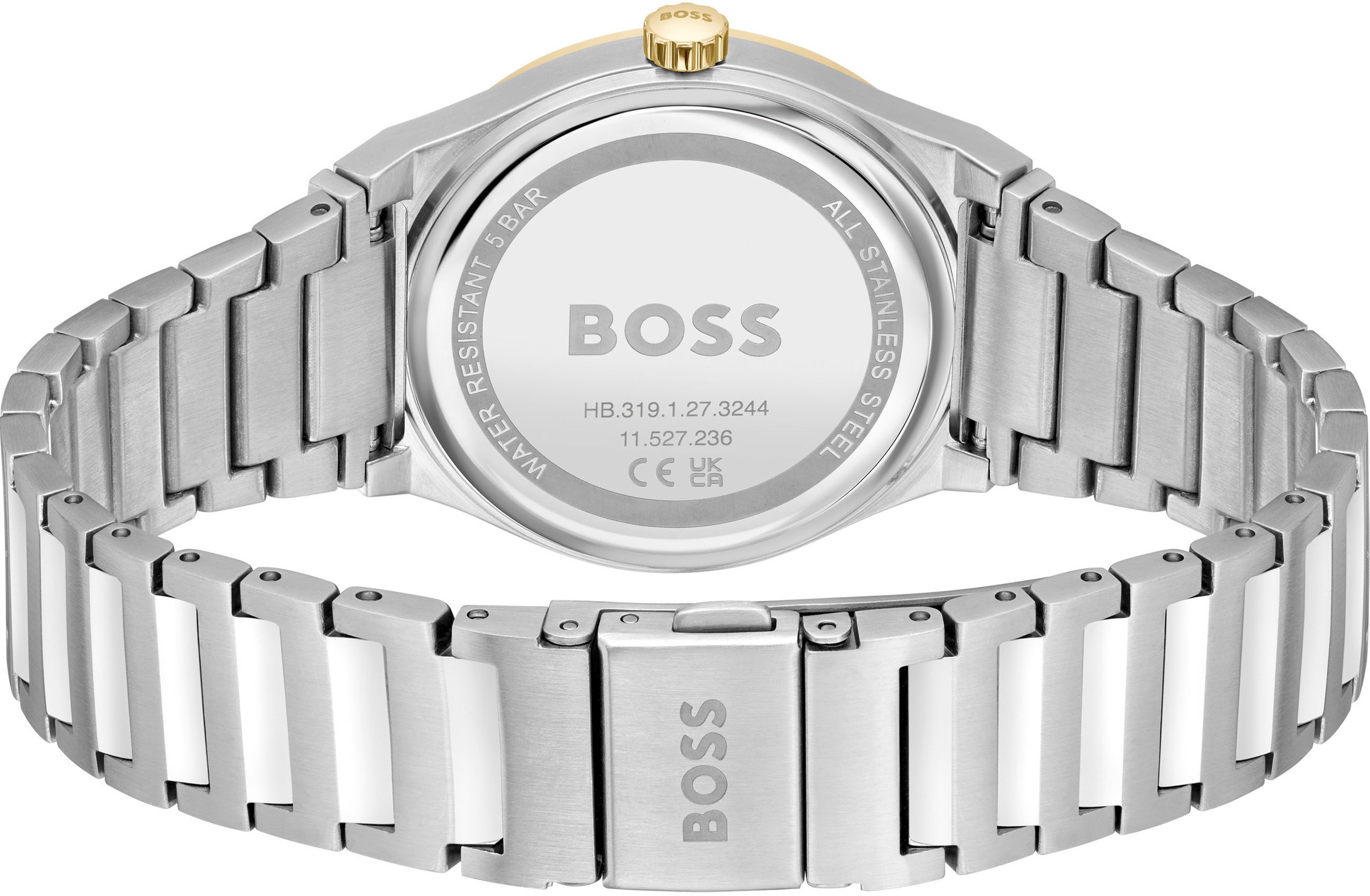 BOSS Quarzuhr »CANDOR LADIES«, Damenuhr, Armbanduhr, Leuchtindizes, Edelstahlarmband