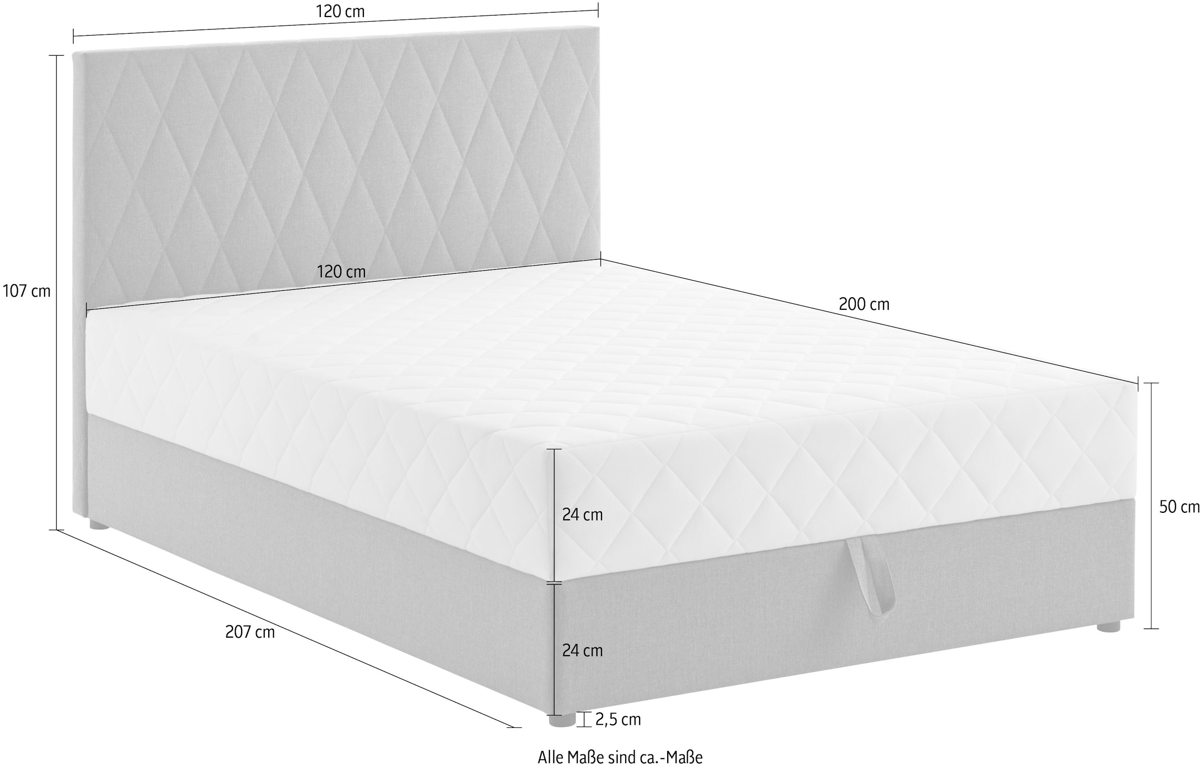 ATLANTIC home collection Boxbett »"Benita", inkl. Bettkasten« erhältlich in verschiedenen Größen, inkl. Taschen-Federkernmatratze