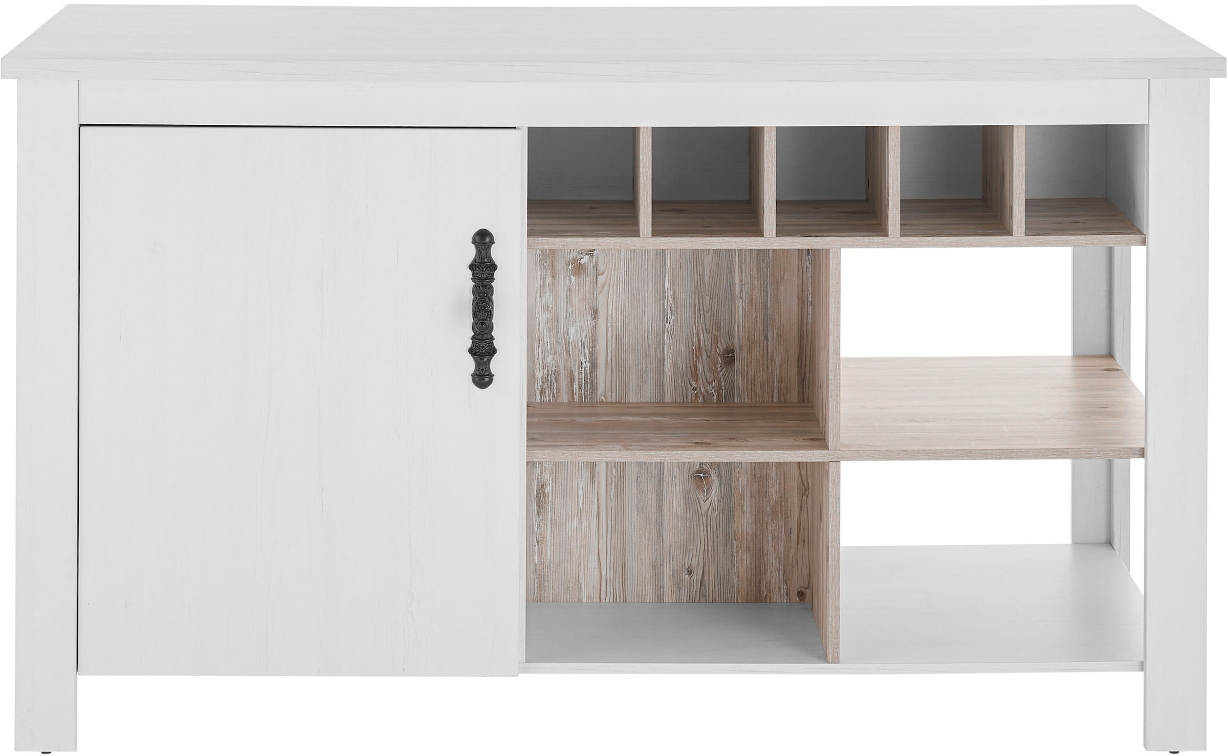 Home affaire Kücheninsel »Florenz, Küchenblock in Pinie Weiß, Kochinsel, Küchenarbeitsblock«, Breite 161 cm, mit verschnörkeltem Metallgriff, Arbeitshöhe 92 cm