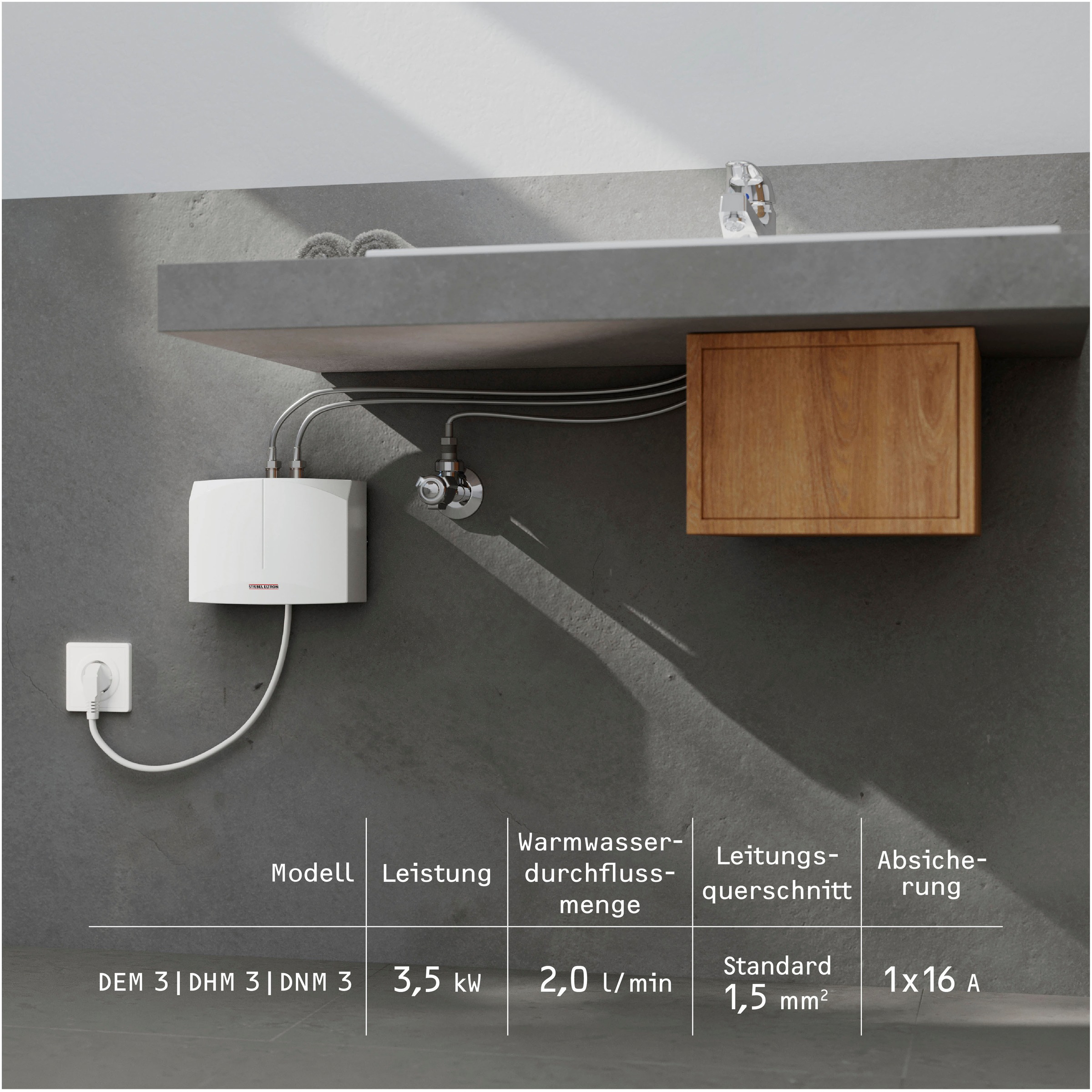 STIEBEL ELTRON Komfort-Durchlauferhitzer »DHB 18/21/24 ST«, elektronisch, Temperaturwahl durch 3 Anwendungssymbole 35, 45, 55°C