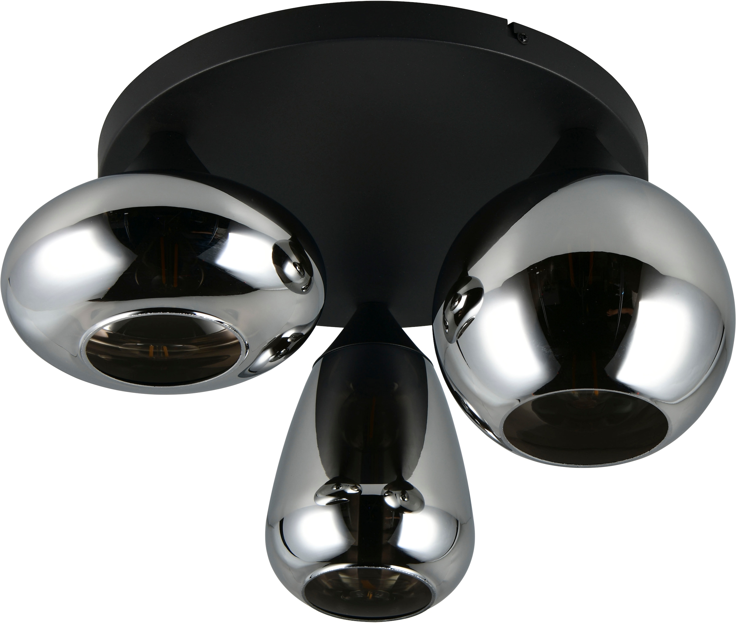 TRIO Leuchten Deckenleuchte »Lumina, Deckenlampe 3-flammig mit Glasschirm, exkl 3x E14 , max 10W« E14 1 Stk. warmweiß - kaltweiß Ø 49 cm Höhe 25 cm, spiegelnde Glas Lampenschirme in 3 modernen Formen