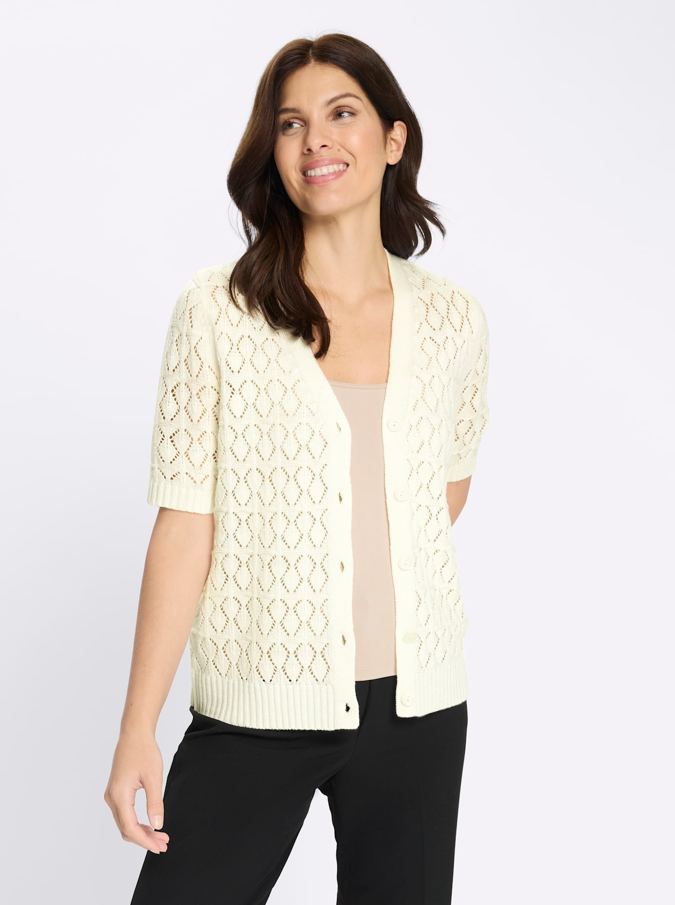 Classic Basics Ajourstrickjacke