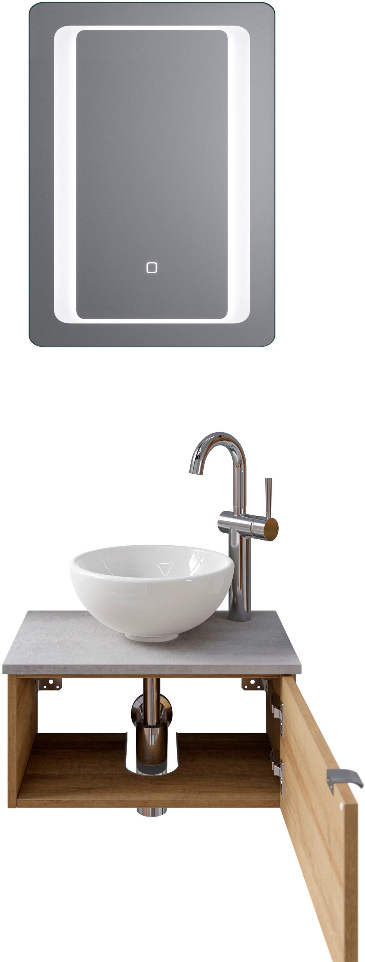 Saphir Badmöbel-Set »Serie 6915«, (4 St.), Gäste-Bad, 51 cm breit, mit LED-Spiegel und 1 Tür