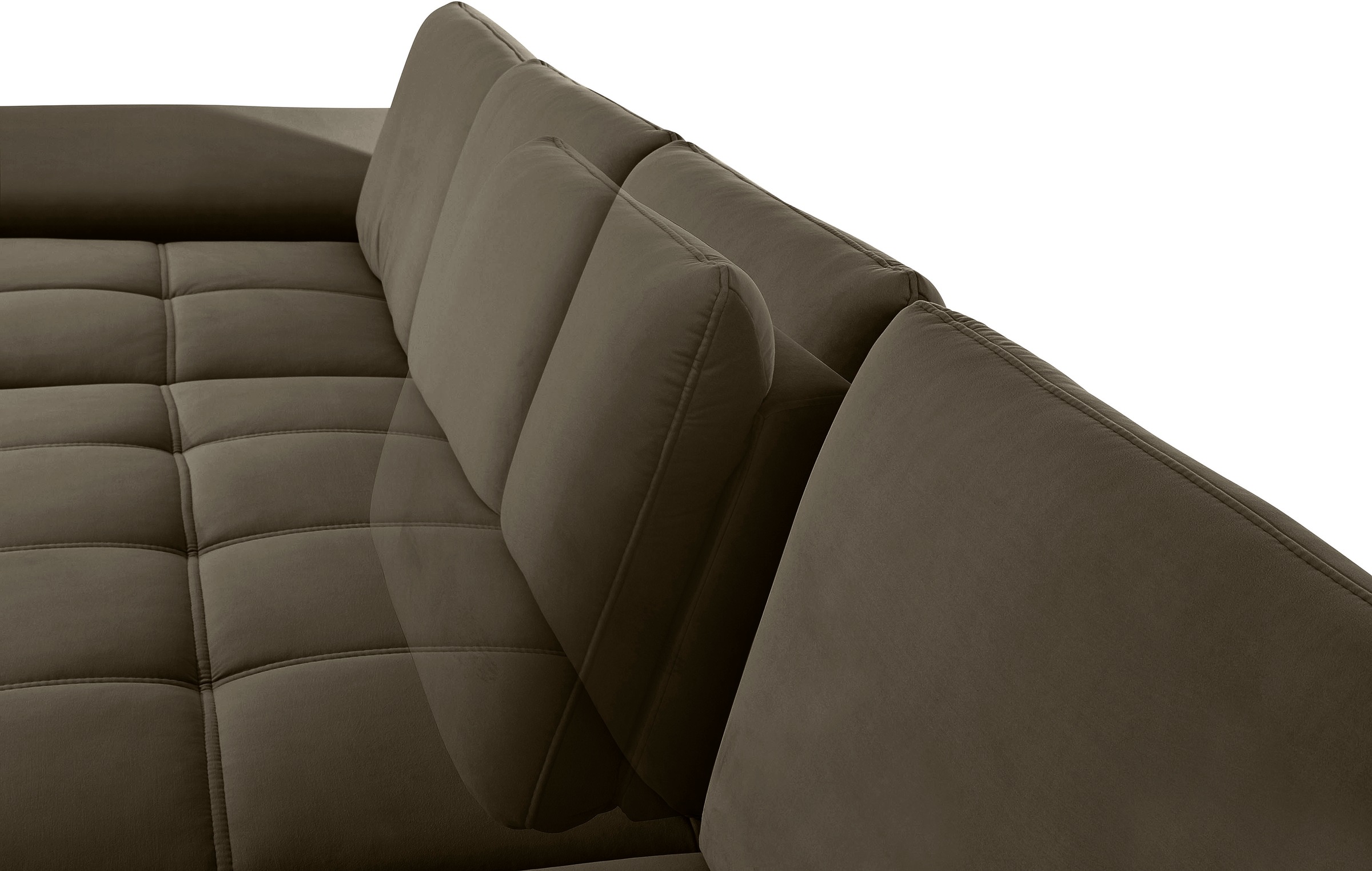 Places of Style Wohnlandschaft »Costello U-Form, mit Sitztiefenverstellung, Armteilverstellung und«, 3 Nierenkissen, optional Bettfunktion und Bettkasten
