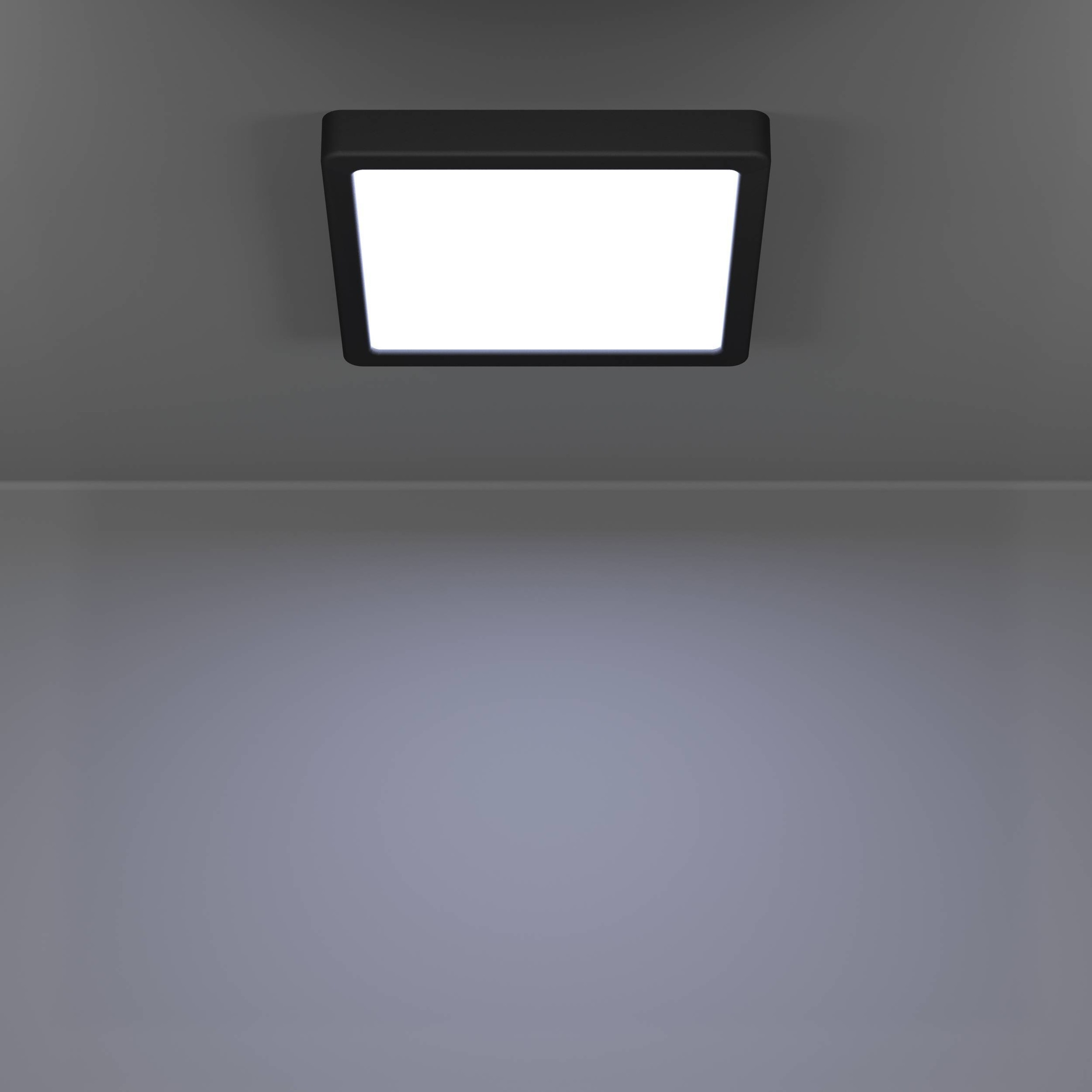 EGLO Aufbauleuchte »Fueva 6 Deckenleuchte, Badlampe Decke, Kunststoff, Deckenbeleuchtung« LED-Modul 1 Stk. Kaltweiß | Neutralweiß | Warmweiß Aufbauleuchte - L22 x B22 x H2,5 cm - schwarz - 10,5W inkl.