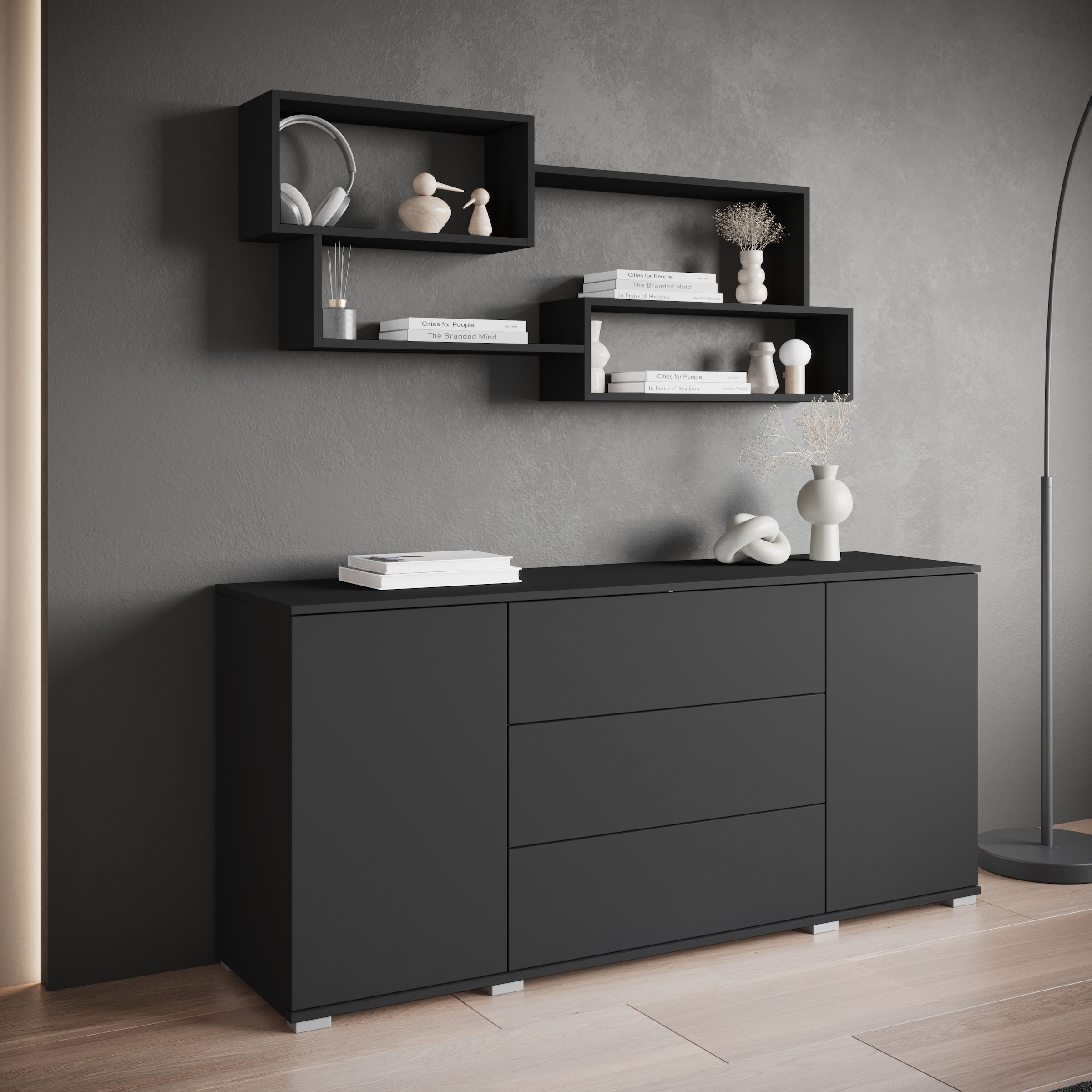 INOSIGN Wandboard »Wandregal Trio«, (1 St.), Ideal als Bücherregal, Dekoregal oder Ablage im Büro