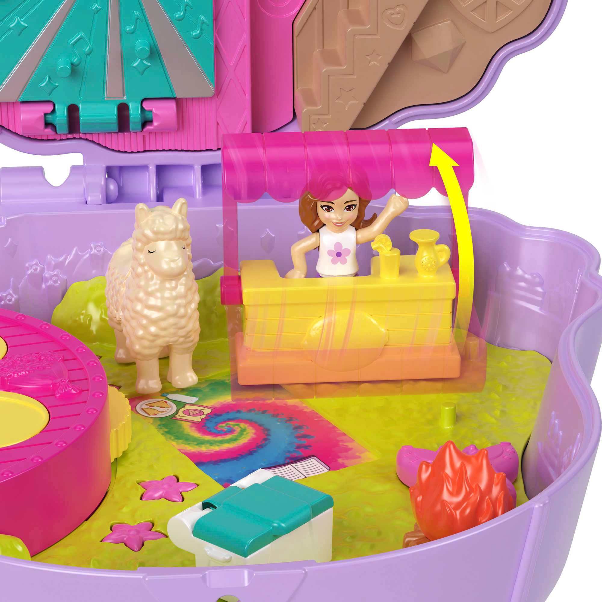 Polly Pocket Spielwelt »Camp Abenteuer Lama Schatulle«, mit 2 Puppen und Zubehör