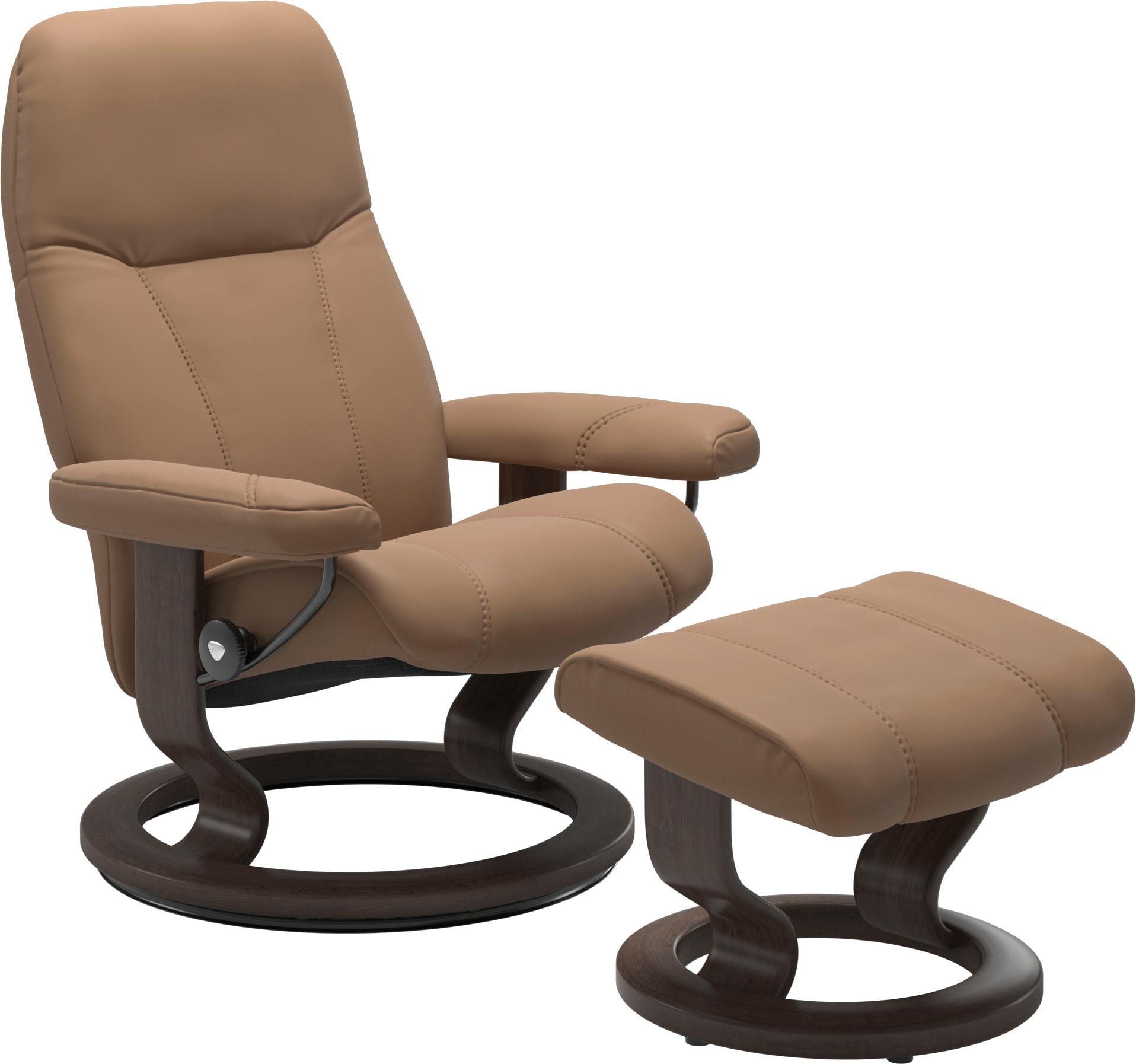 Stressless® Relaxsessel »Consul«, (Set, Relaxsessel mit Hocker), mit Hocker, mit Classic Base, Größe S, Gestell Wenge