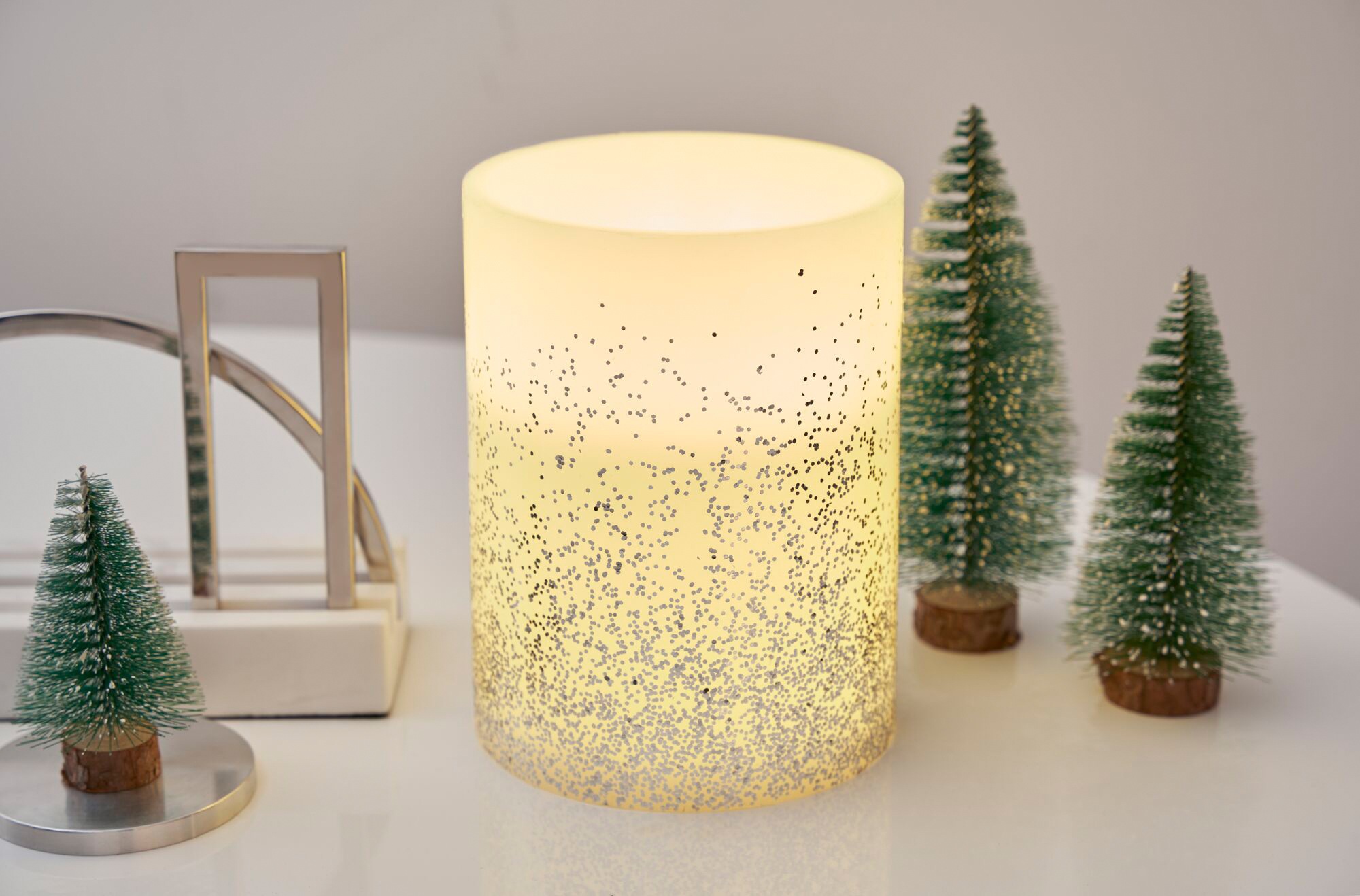 Pauleen LED Dekolicht »LED-Kerze Glitter Wachskerze Einzelartikel Timer Batterie Weiß/Silber«