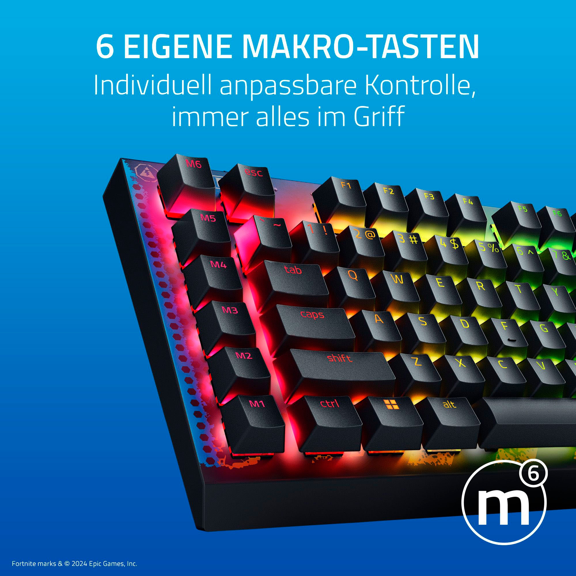 RAZER Gaming-Tastatur »BlackWidow V4 X Fortnite«, (Fn-Tasten-USB-Anschluss-Gaming-Modus-Makrotasten)