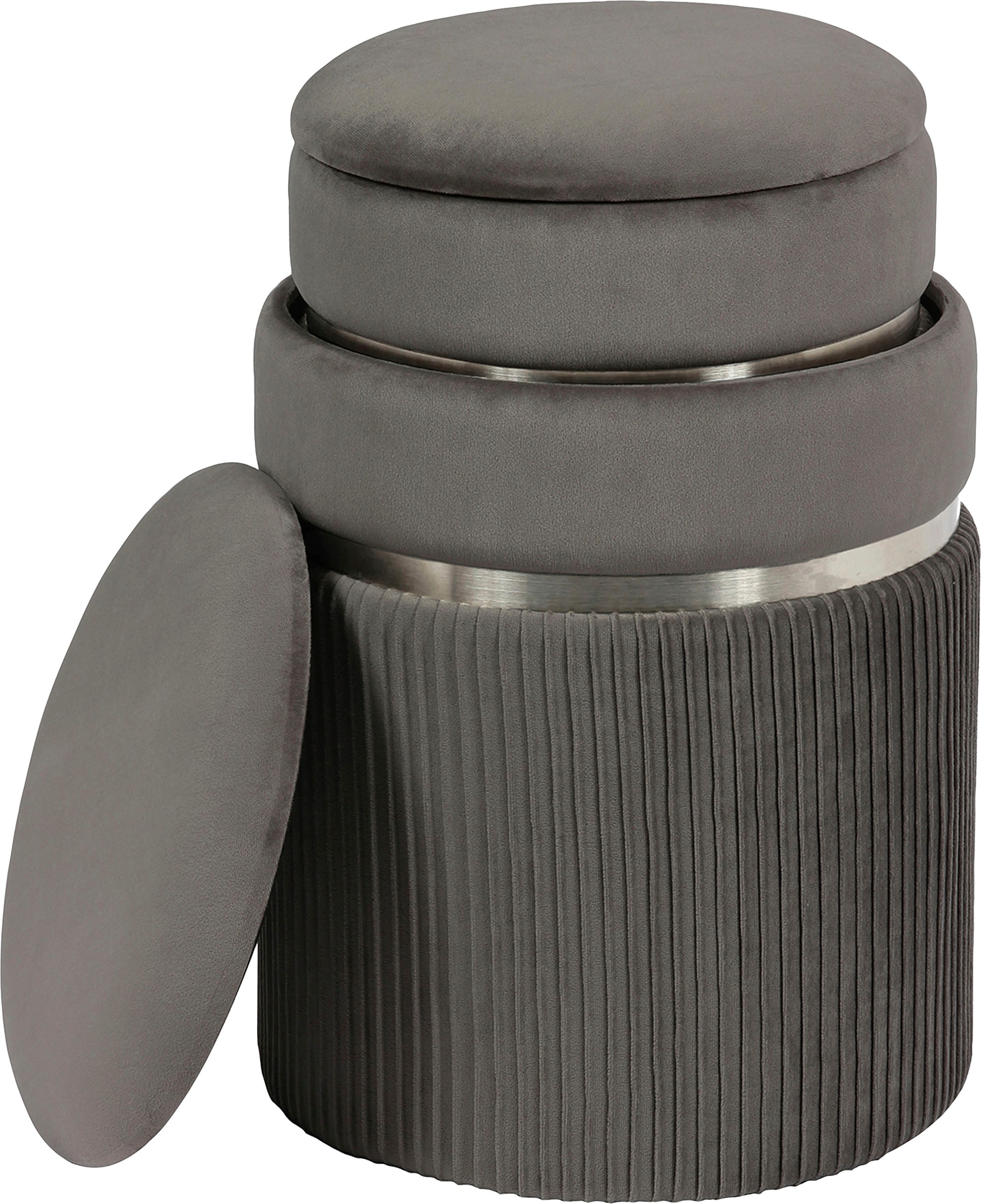 Kayoom Polstergarnitur »Hocker Zora 325 2er-Set, samtweicher Stoffbezug,runde elegante Form« Set, Hocker 1: B 36 /H 44/ T36 cm
Hocker 2: B 31,5 /H 38/ T31,5 cm, 2 Stk. tlg. edles Design mit Metallring, gepolstert, mit Stauraum