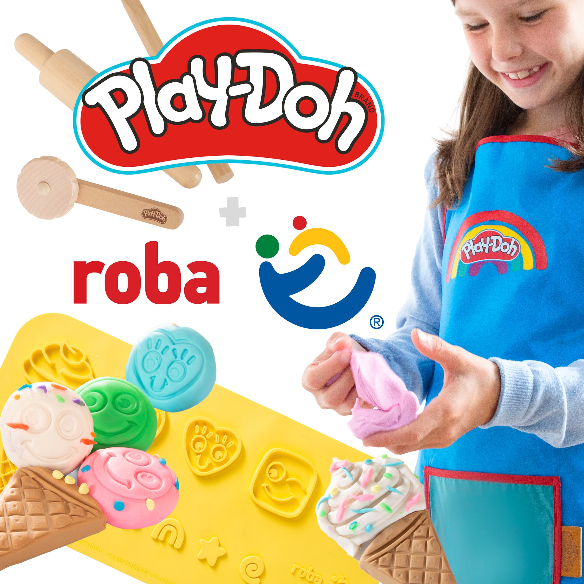 roba® Kindersitzgruppe »Play-Doh Schulpult«, (Set), inkl. 3D-Kreativmatte, 6 Knetdosen, Schürze