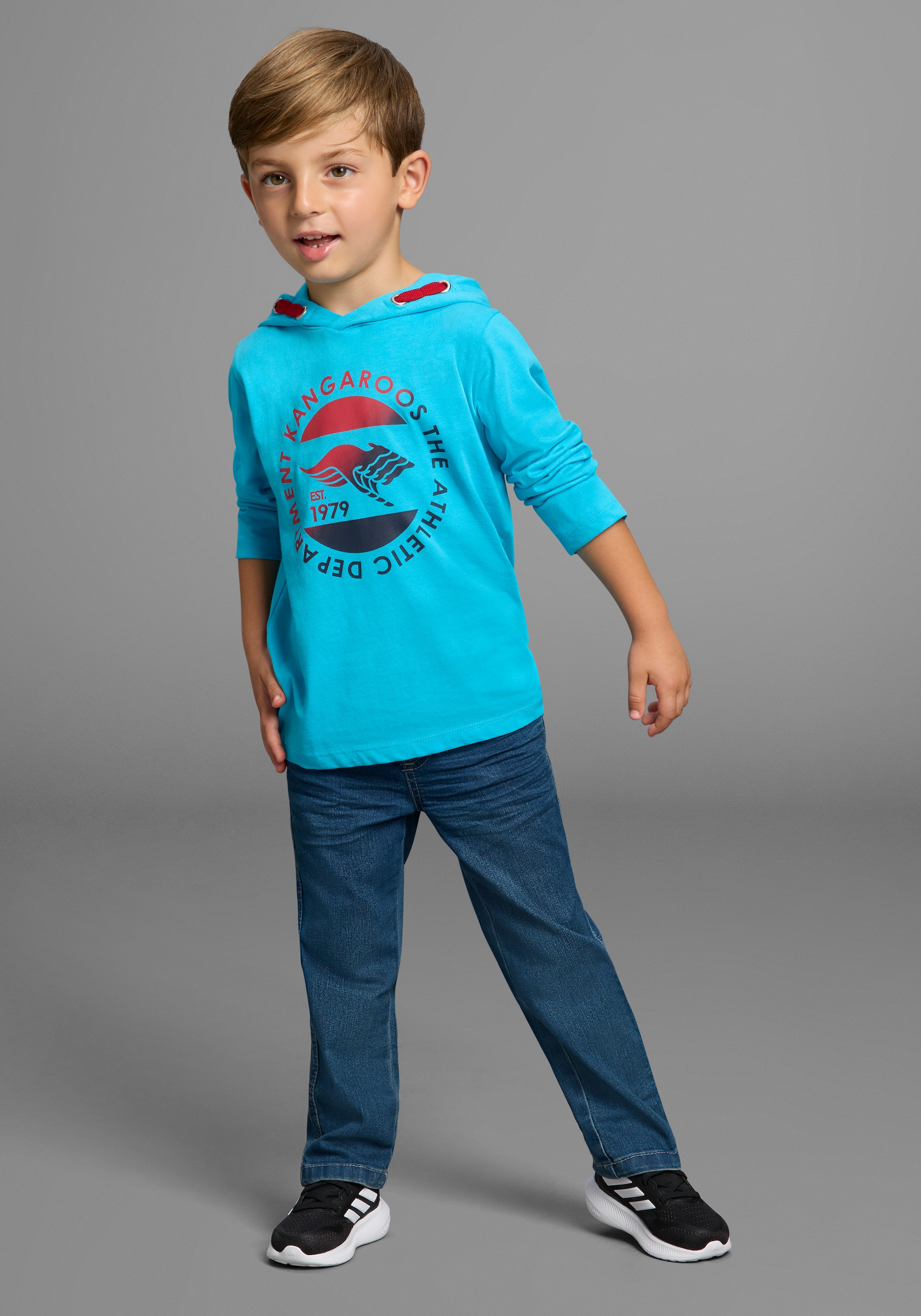 KangaROOS Langarmshirt »Shirt für kleine Jungen«, Kapuzenshirt mit Print