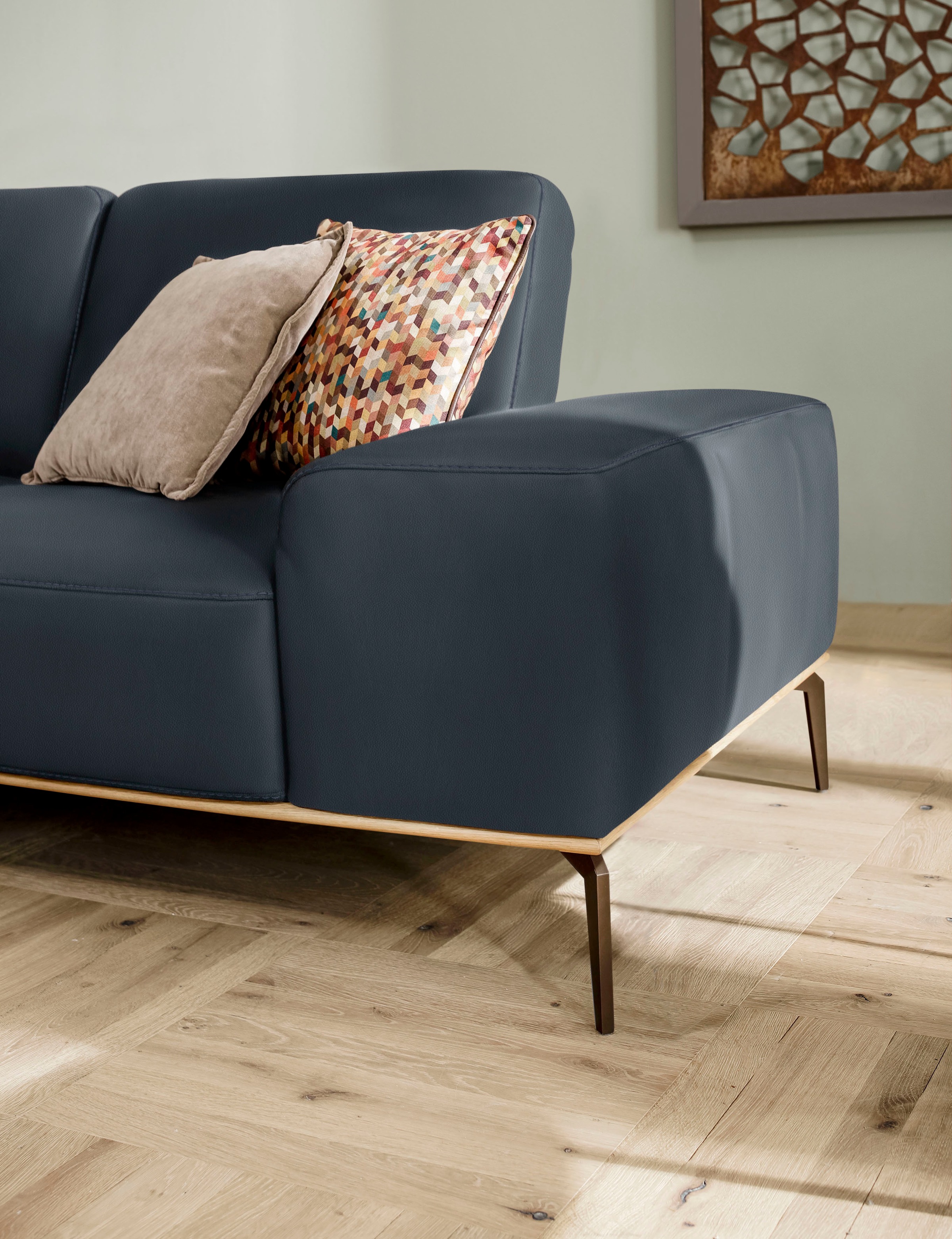 W.SCHILLIG Ecksofa »run, Designsofa mit tollem Sitzkomfort, bequem, L-Form«, mit Holzsockel, Füße in Bronze pulverbeschichtet, Breite 279 cm