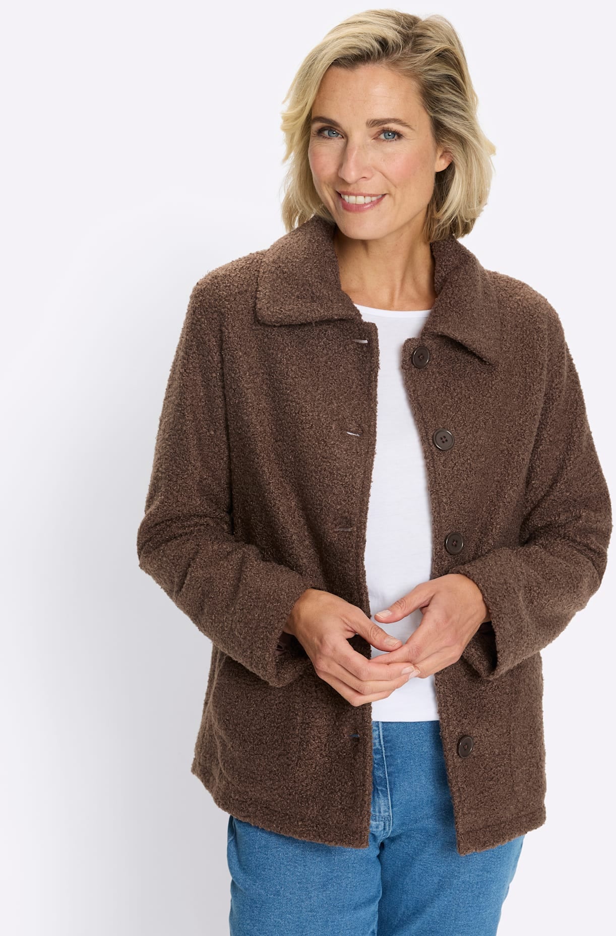 Classic Basics Bouclèjacke ohne Kapuze