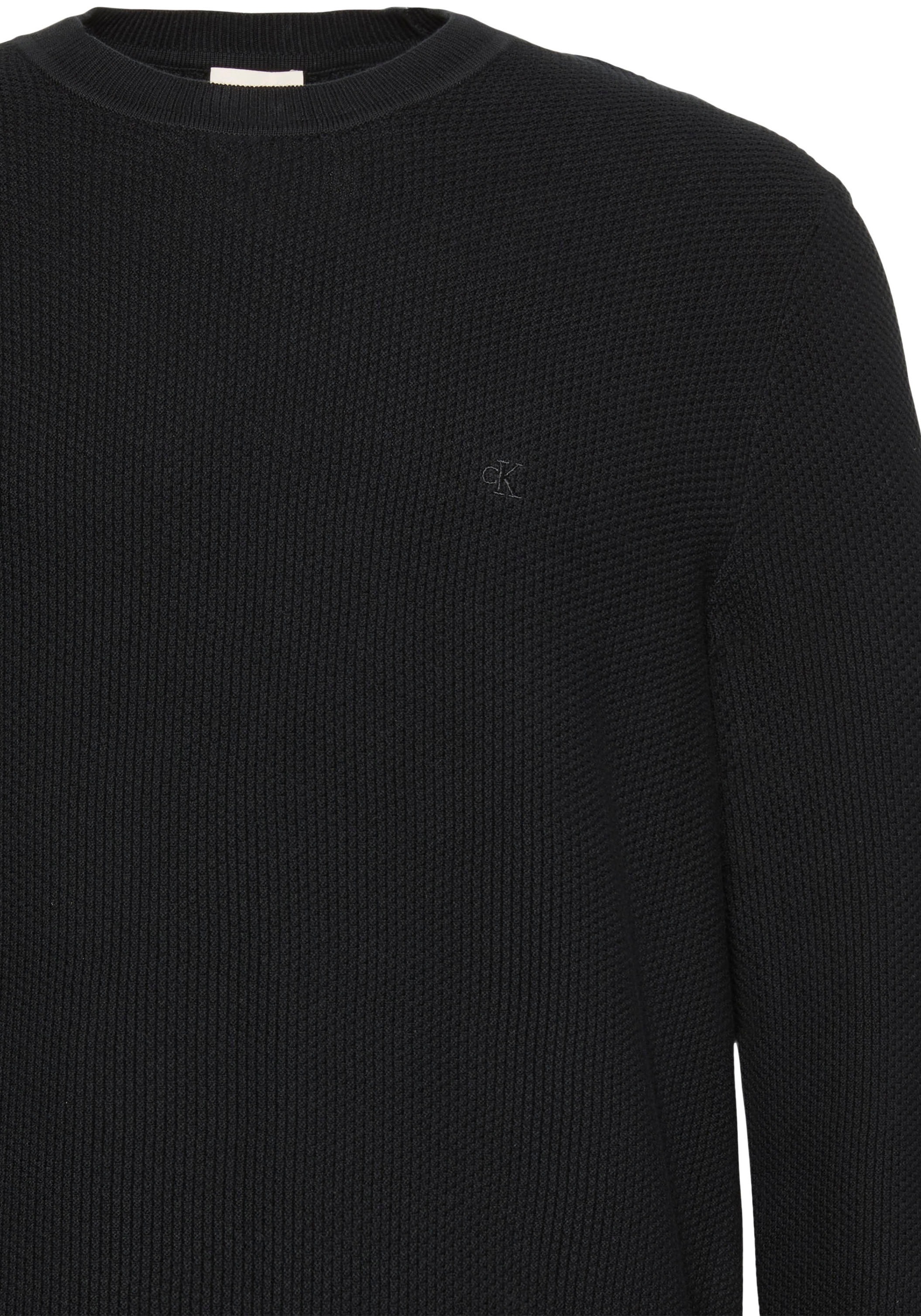 Calvin Klein Rundhalspullover »LS TEXTURED COTTON CREWNK SWEATE« Regular fit mit Rundhalsausschnitt